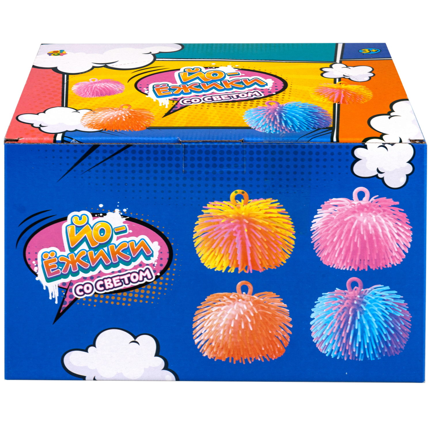 Игрушка-антистресс для рук 1toy Йо-Ёжики, шар 15 см, со светом, 4 цвета в ассортименте
