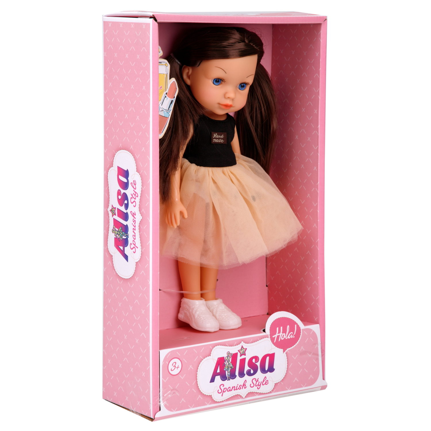Кукла для девочки 1TOY Alisa испанский стиль, брюнетка с длинными волосами, маленькая, 23 см