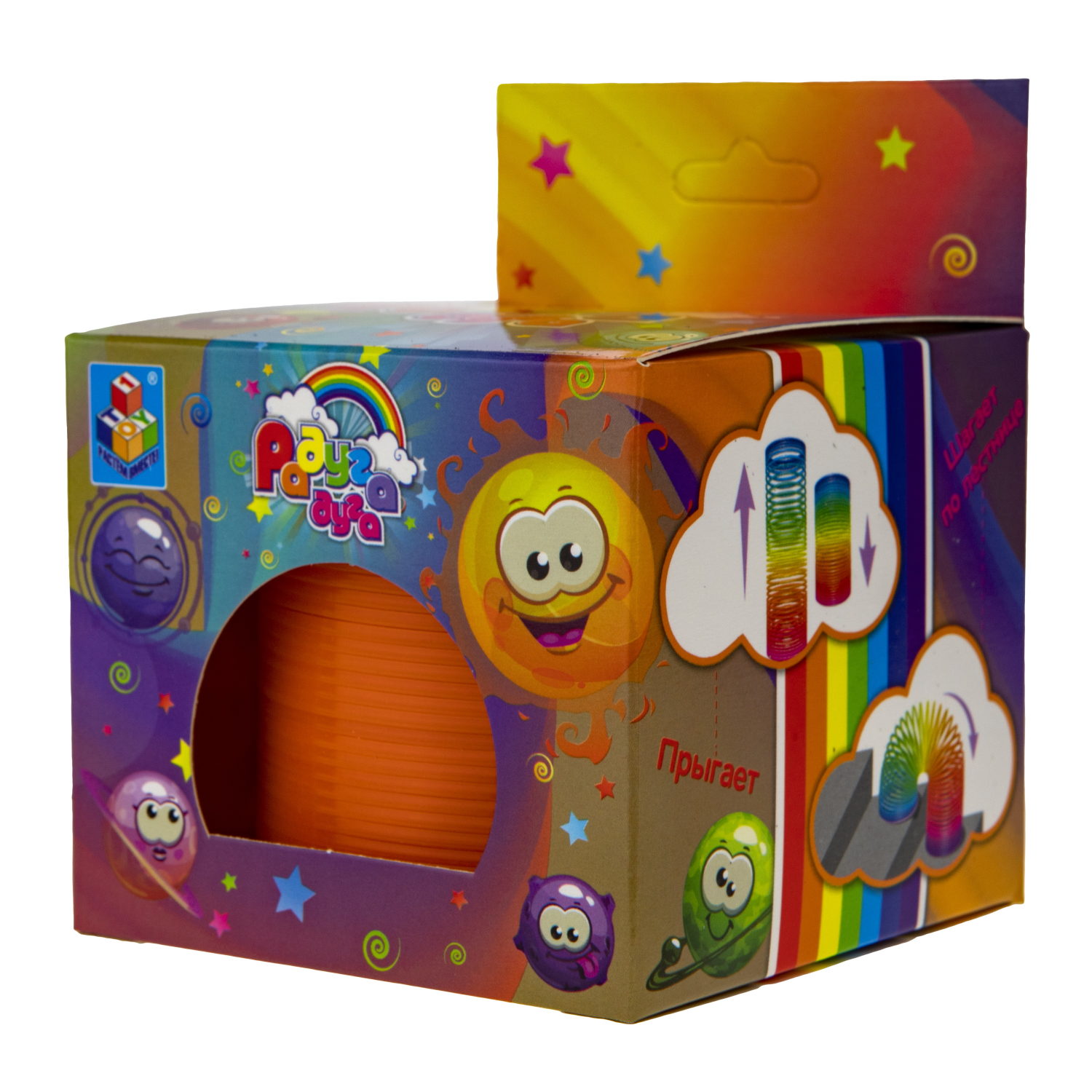 Пружинка радуга 1TOY «Радуга-дуга» Эмоции, 7,5*7,5 см, 6 видов в ассортименте