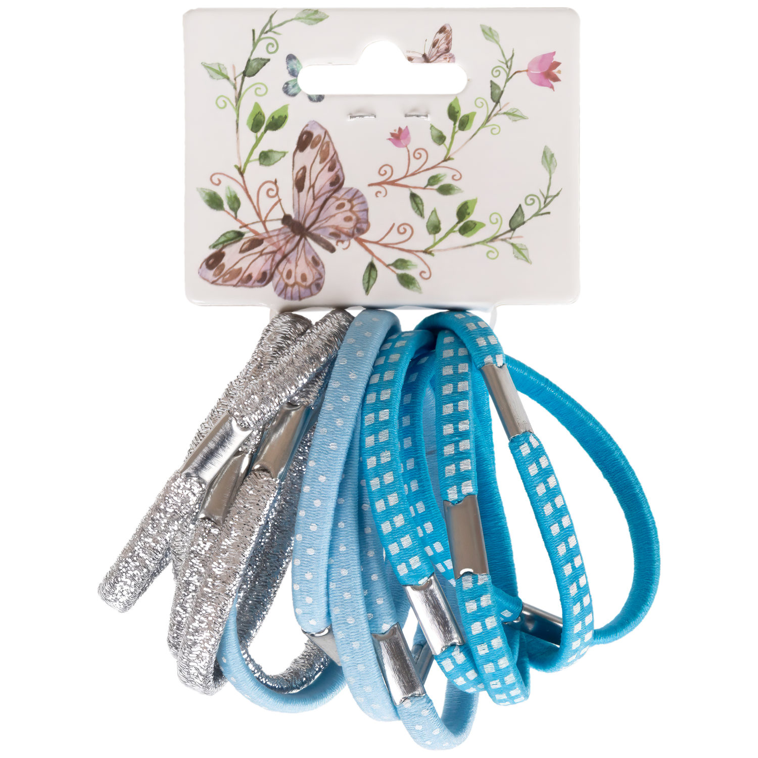 Lukky Fashion набор из 12 резинок д.волос Микс,2 цвета: розовый, голубой, принт микс