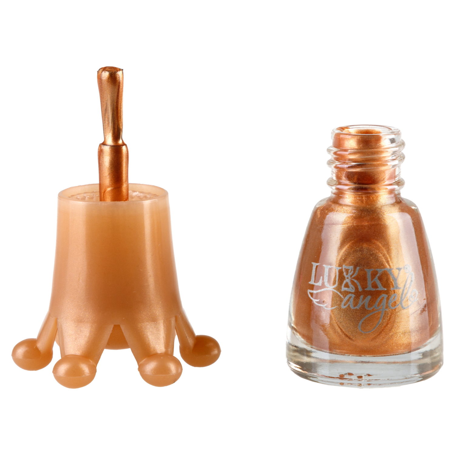 Lukky Angel Лак для ногтей, смываемый водой, цвет золотистый перламутр, с ароматом клубники, 5 ml, блистер