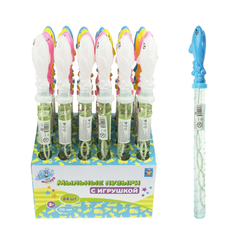 Мыльные пузыри 1TOY Мы-шарики! колба с игрушкой акула 110 мл