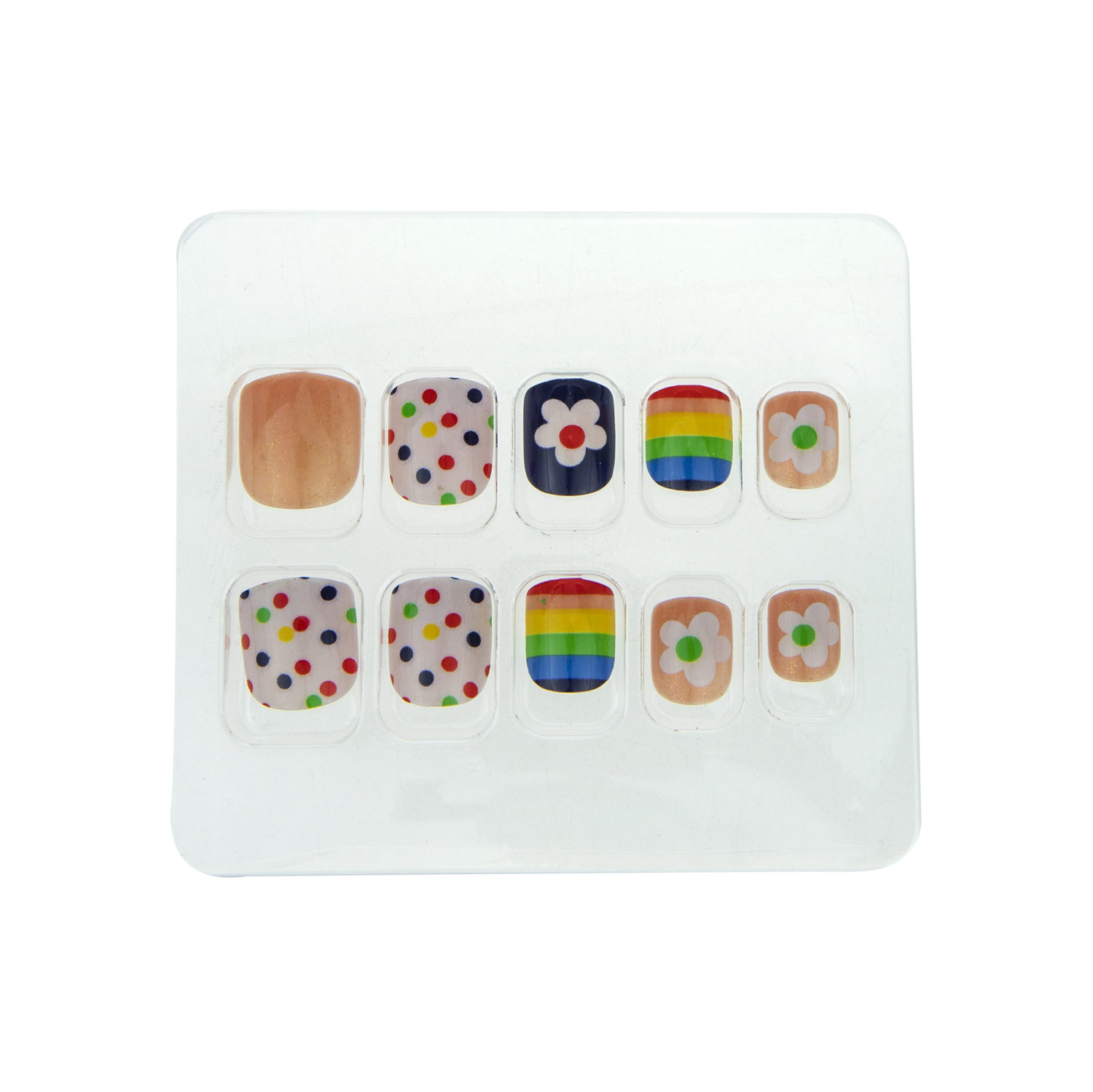 Накладные ногти детские LUKKY Нэйл-Арт, с дизайном, короткие, на клеевой основе, для девочек от 3 до 10 лет, #7 Summertime