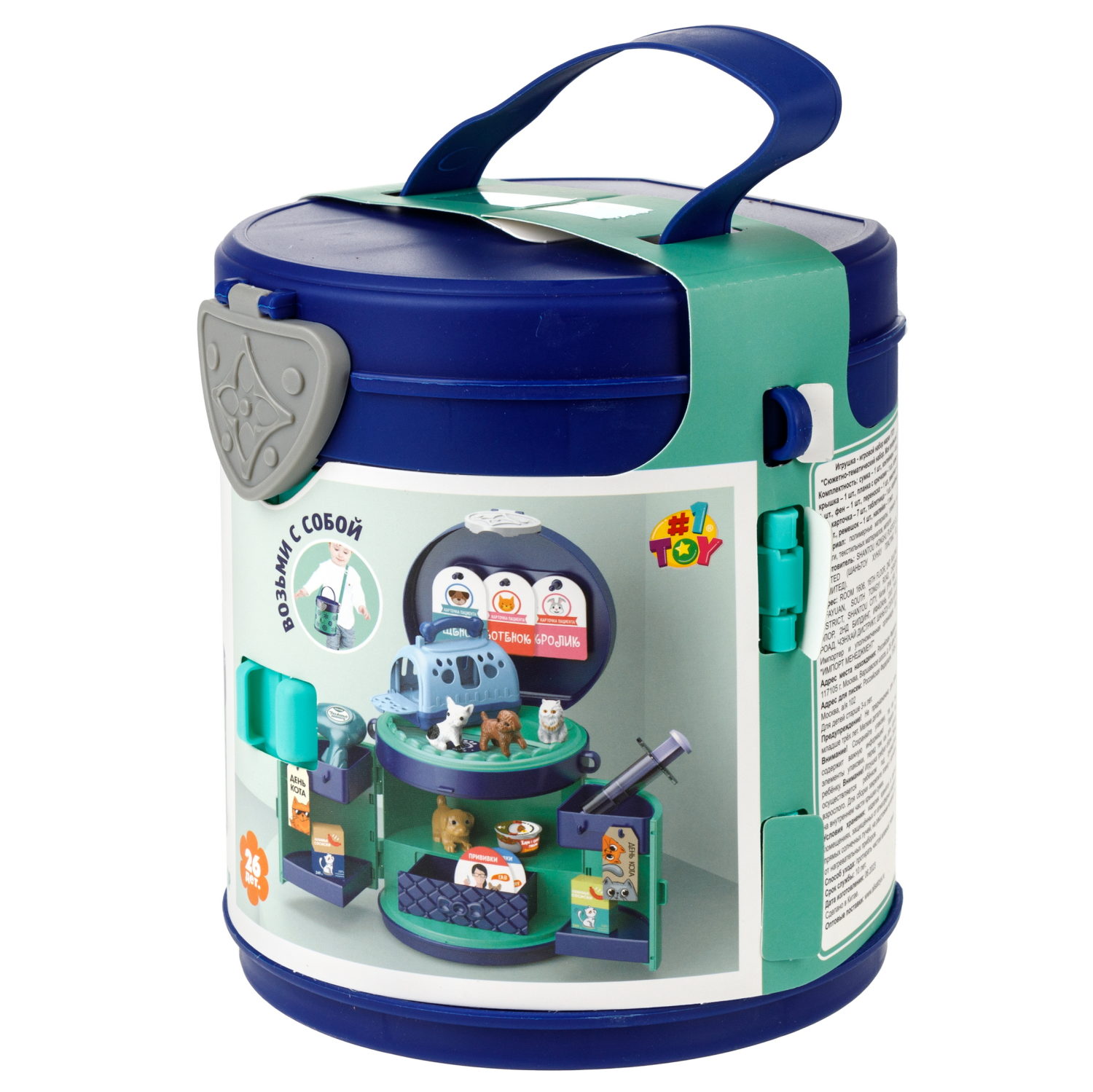 1TOY Модный стиль "Ветеринар" клиника игровой набор в сумке, 26 предметов