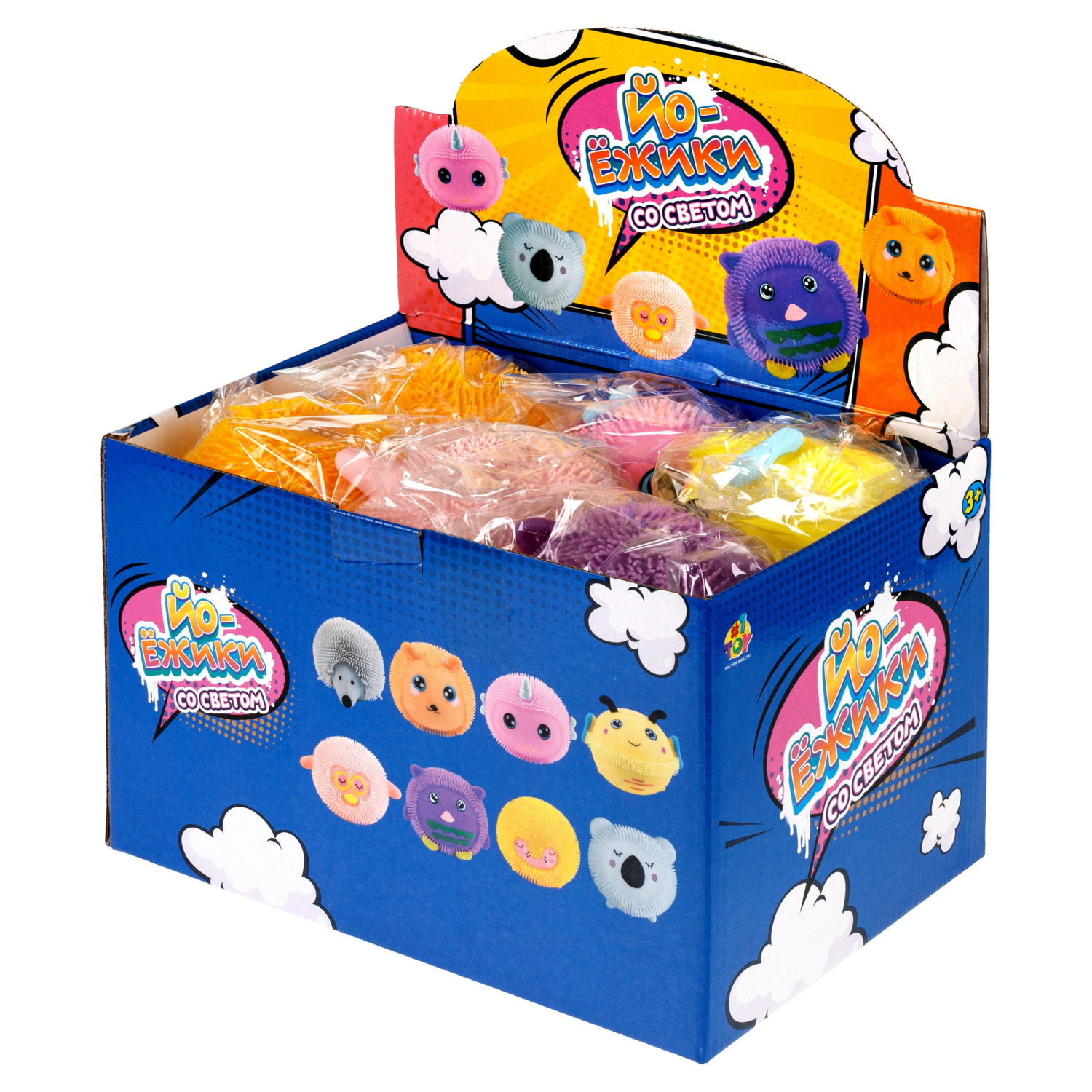 Игрушка-антистресс для рук 1toy Йо-Ёжики, "Животные" 13 см, со светом, 8 видов  в ассортименте