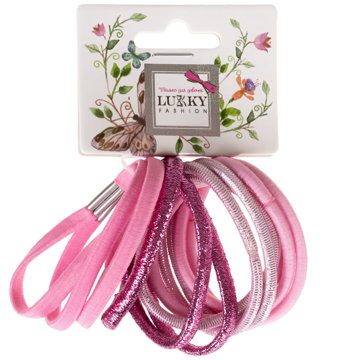 Lukky Fashion набор из 12 резинок д.волос Микс,2 цвета: розовый, голубой, принт микс