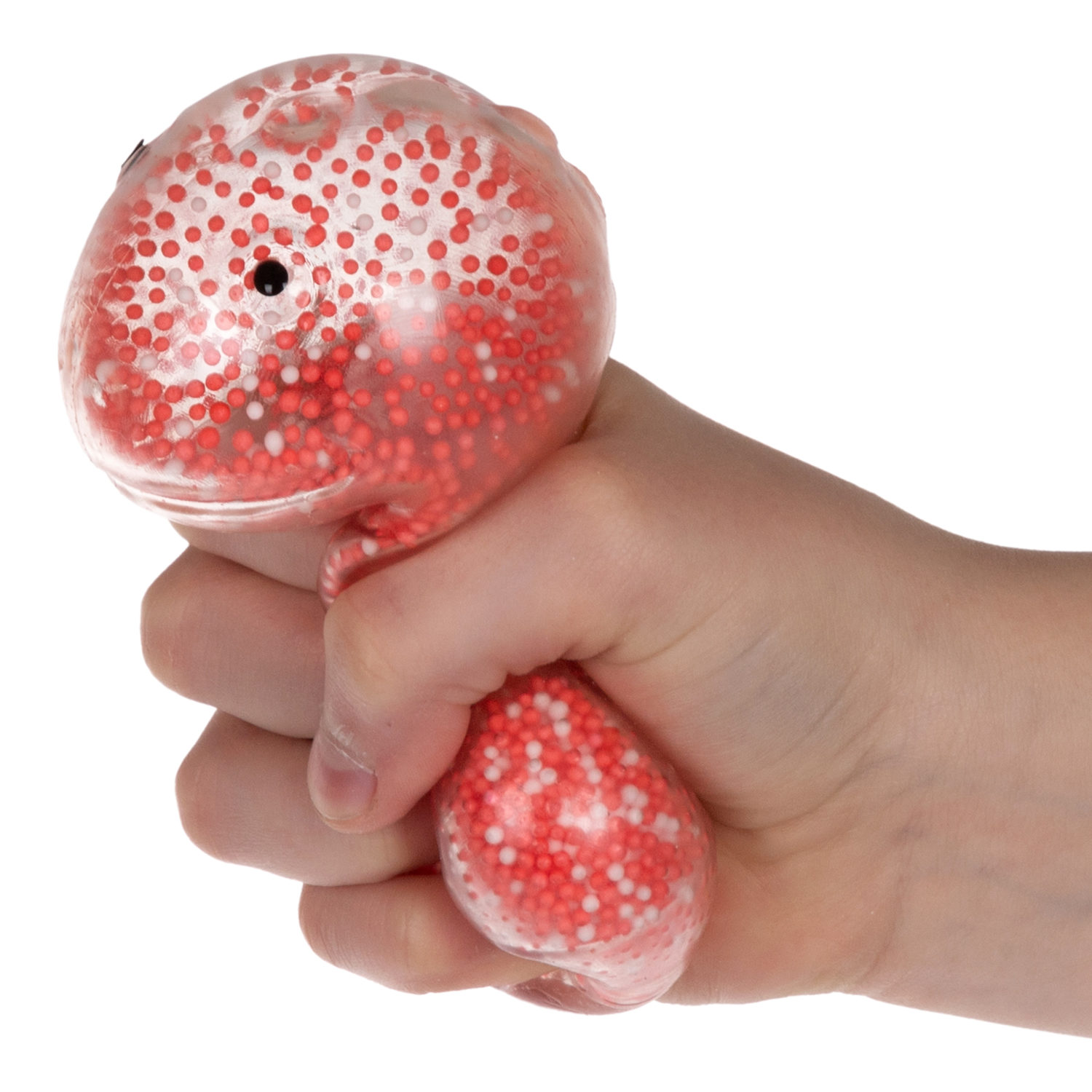 1toy Жмяка динозавр с пенопластовыми шариками, 8х11 см, красно-белый