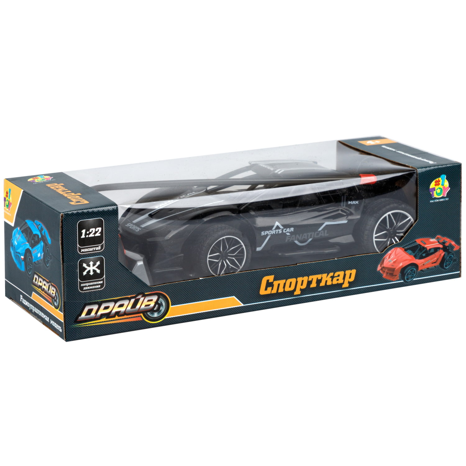 1toy Драйв Спорткар Машина на р/у, 1:22, 27 МГц, 4 канала, свет, черная