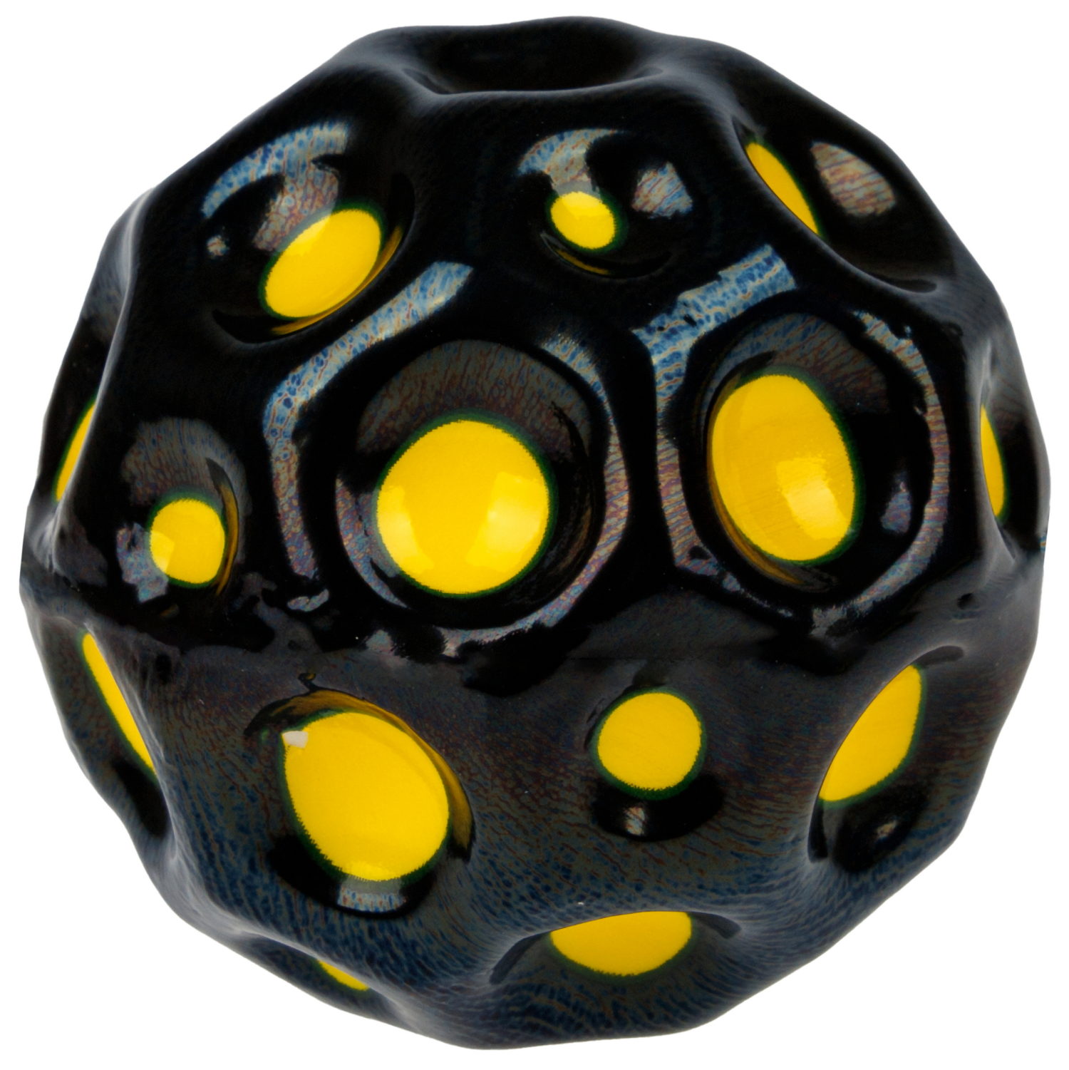 Мяч 1TOY Крутой замес Moon Ball черный, 6 см, желто-черный