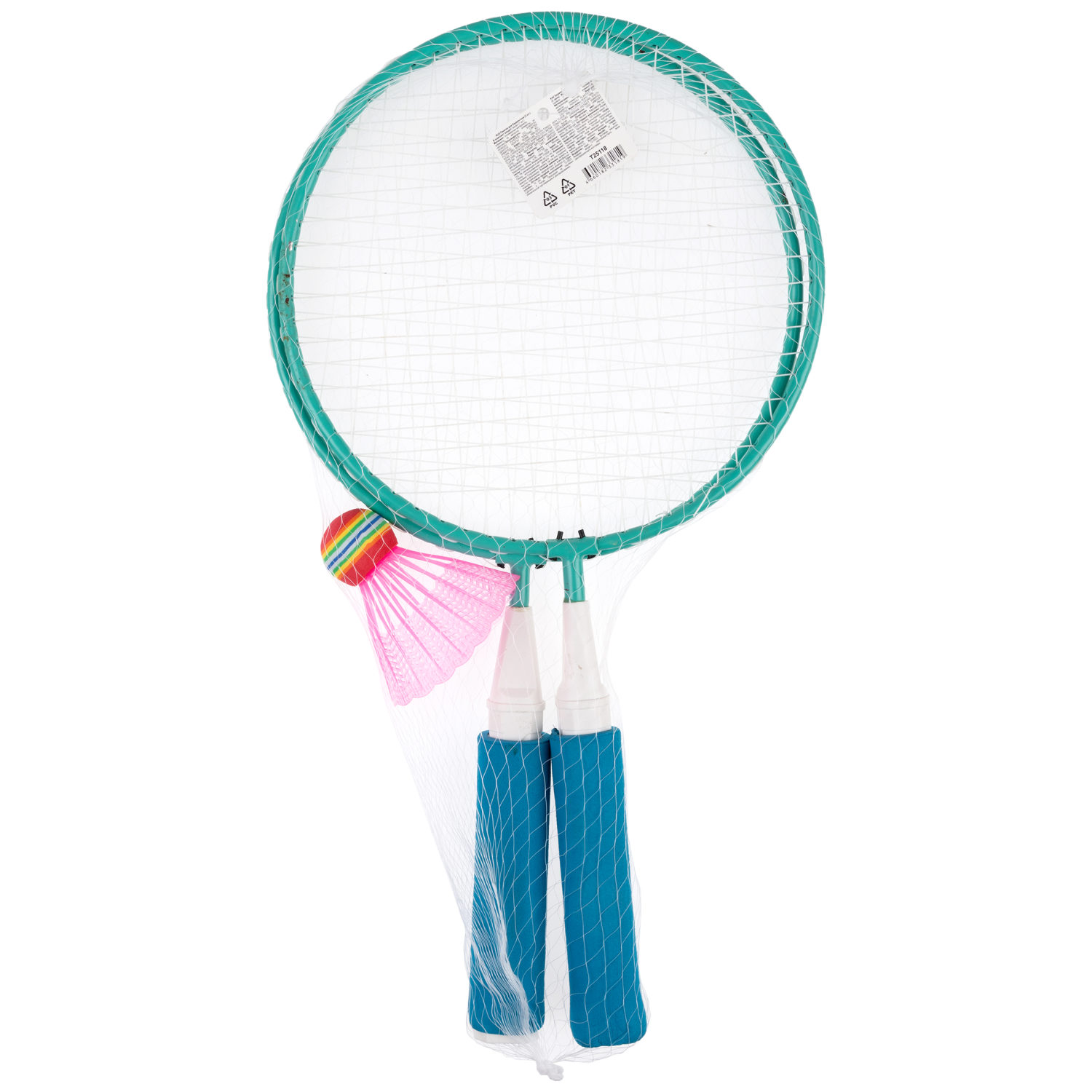 Бадминтон 1TOY 2 ракетки с мягкими ручками, 1 волан, голубой