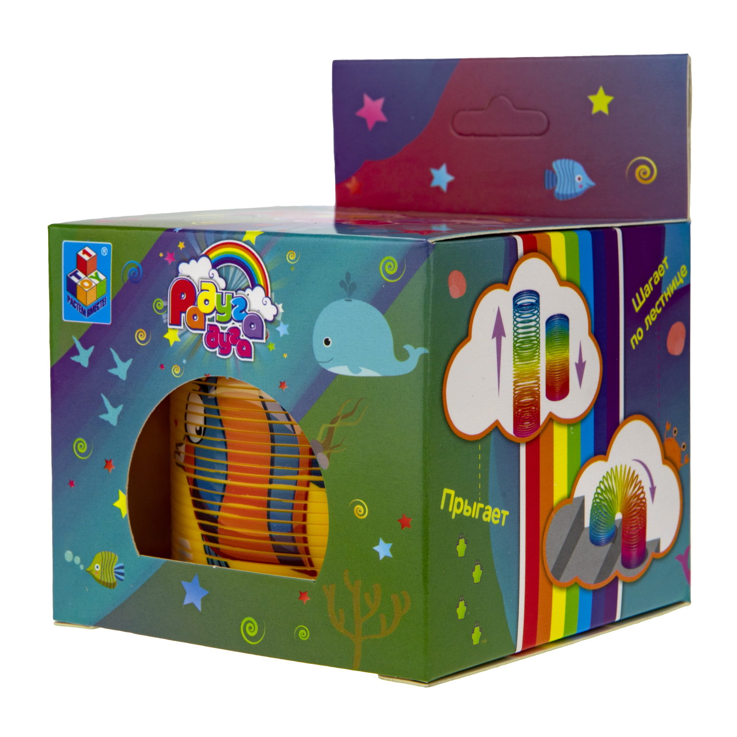 1TOY пружинка Радуга-Дуга морские обитатели, 4 вида в ассортименте