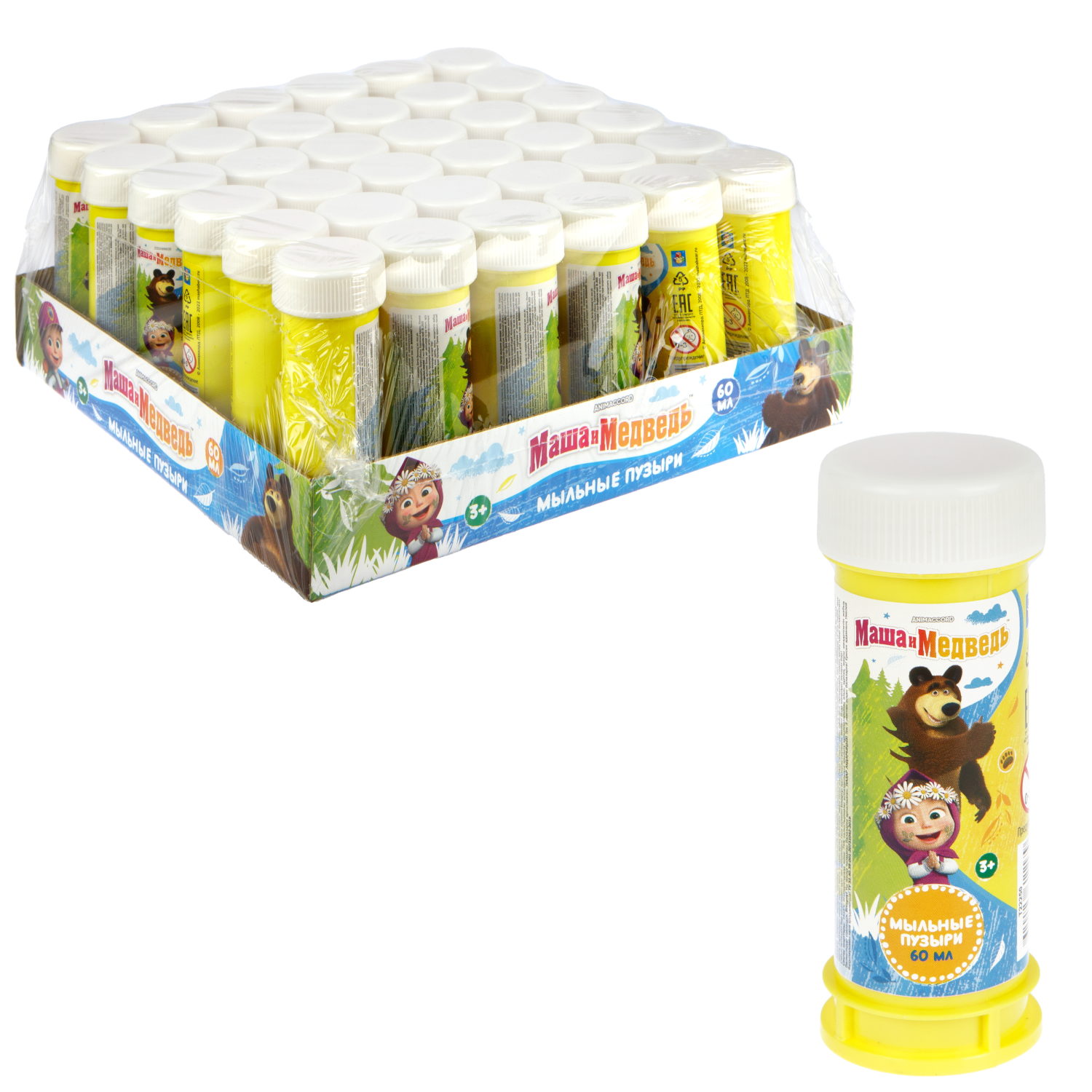 Мыльные пузыри 1TOY Маша и Медведь, 60 мл