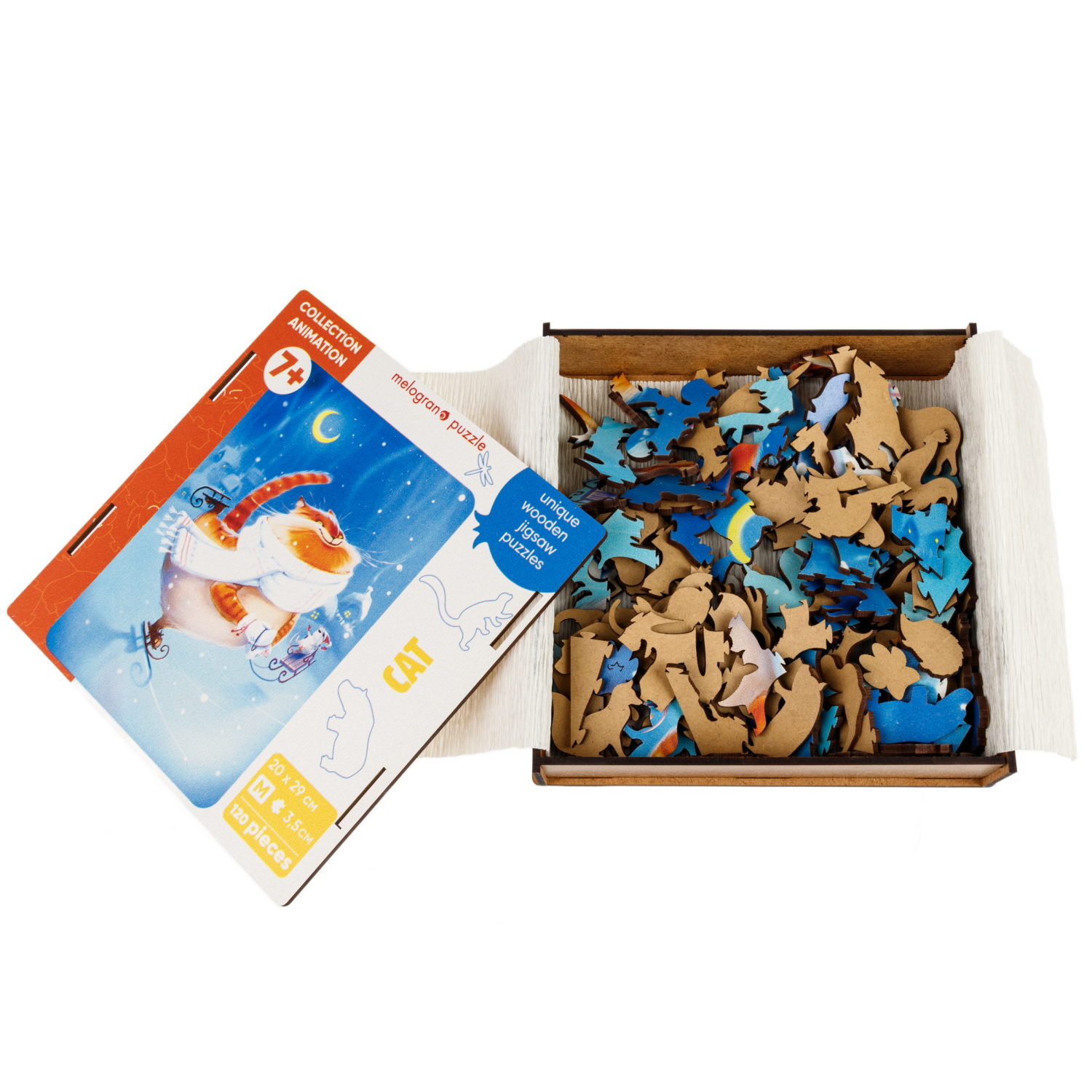 Деревянные пазлы Collection Animals Кот на коньках, 120 деталей