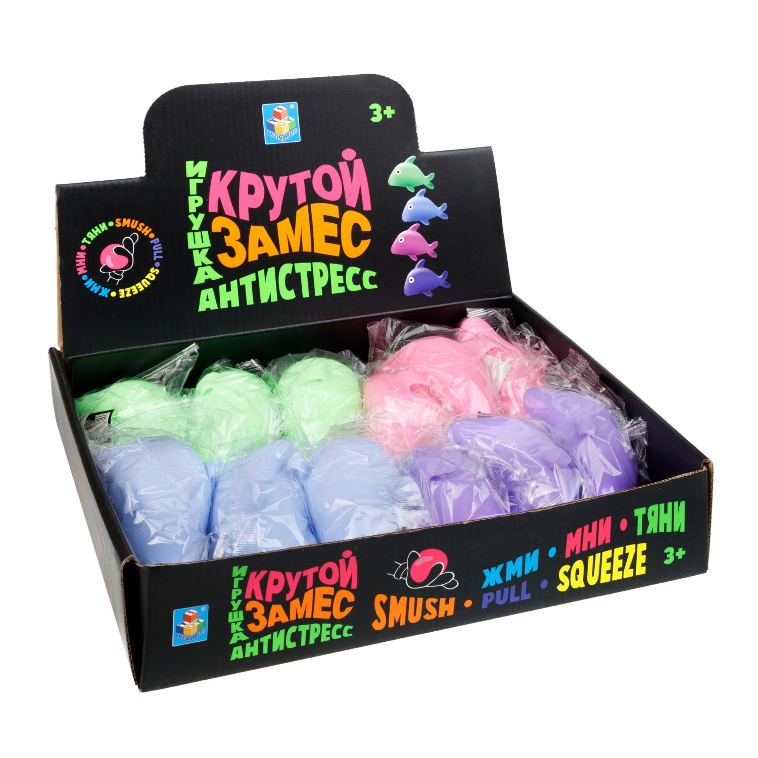 Антистресс-игрушка для рук 1TOY Крутой замес Рыбка, 4 вида в ассортименте
