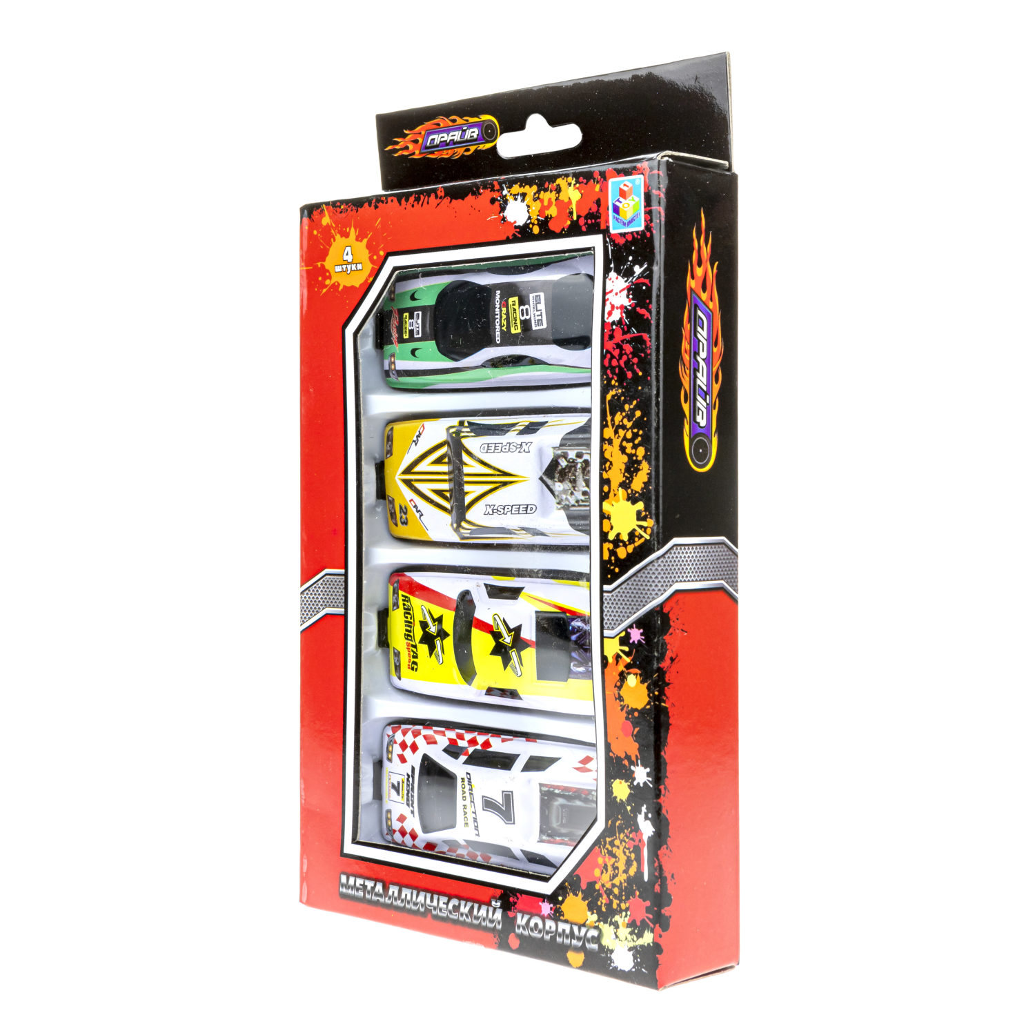 Набор металлических машинок 1TOY Драйв, гоночные, маленькие, 7 см, 4 шт.