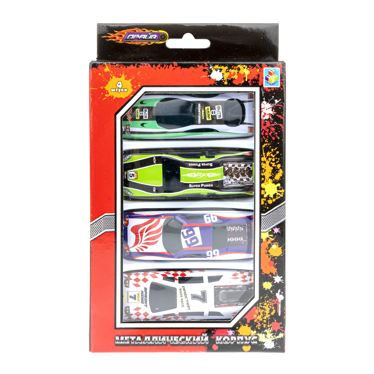 Набор металлических машинок 1TOY Драйв, гоночные, маленькие, 7 см, 4 шт.