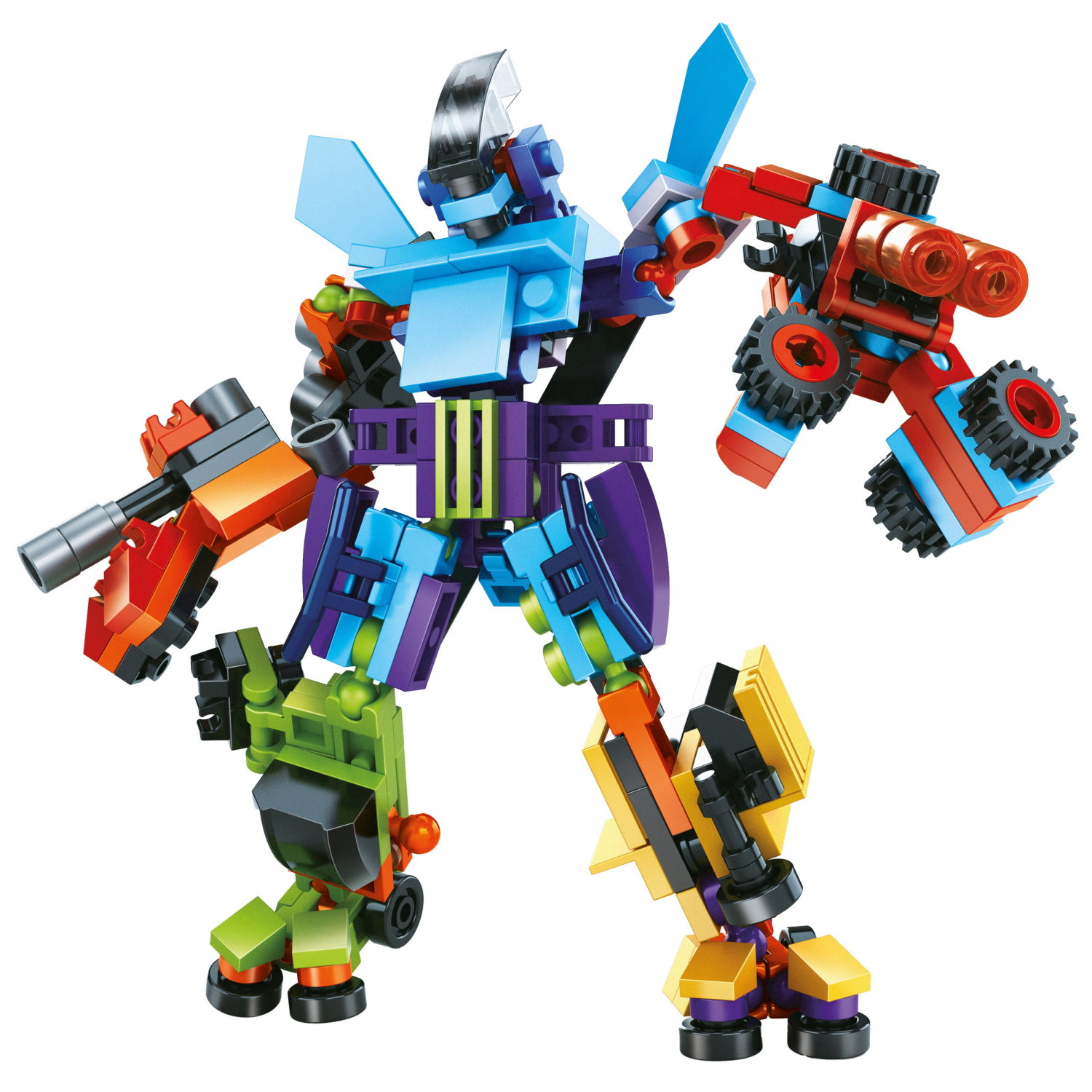 Конструктор 1TOY Blockformers  "Мегавтоформер" 6 в 1, 6 видов, из 6 шт. собирается большой робот