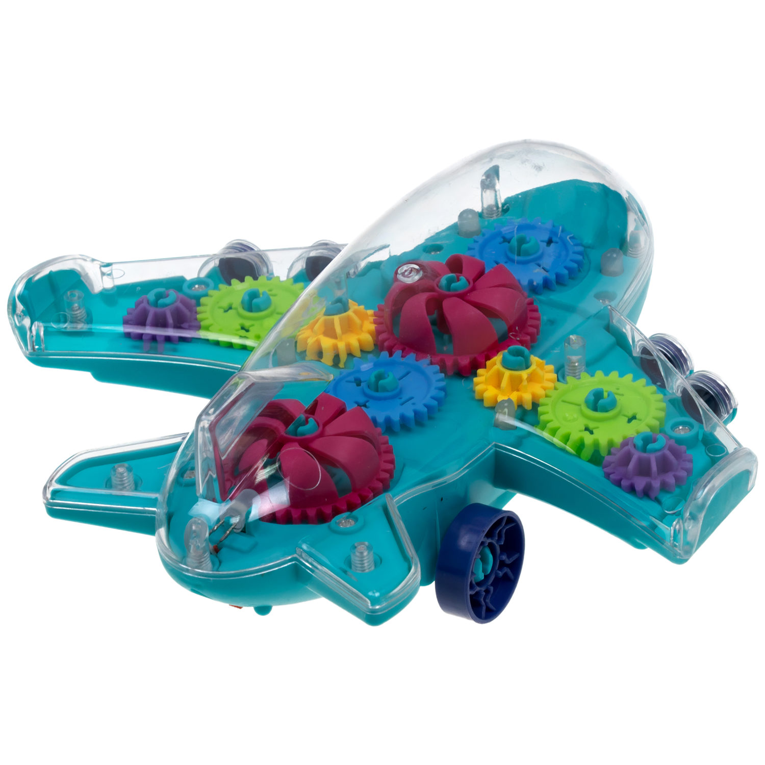 1TOY Движок Самолет прозрачным с механизмом на батарейках, свет, звук, 2 вида в ассортименте