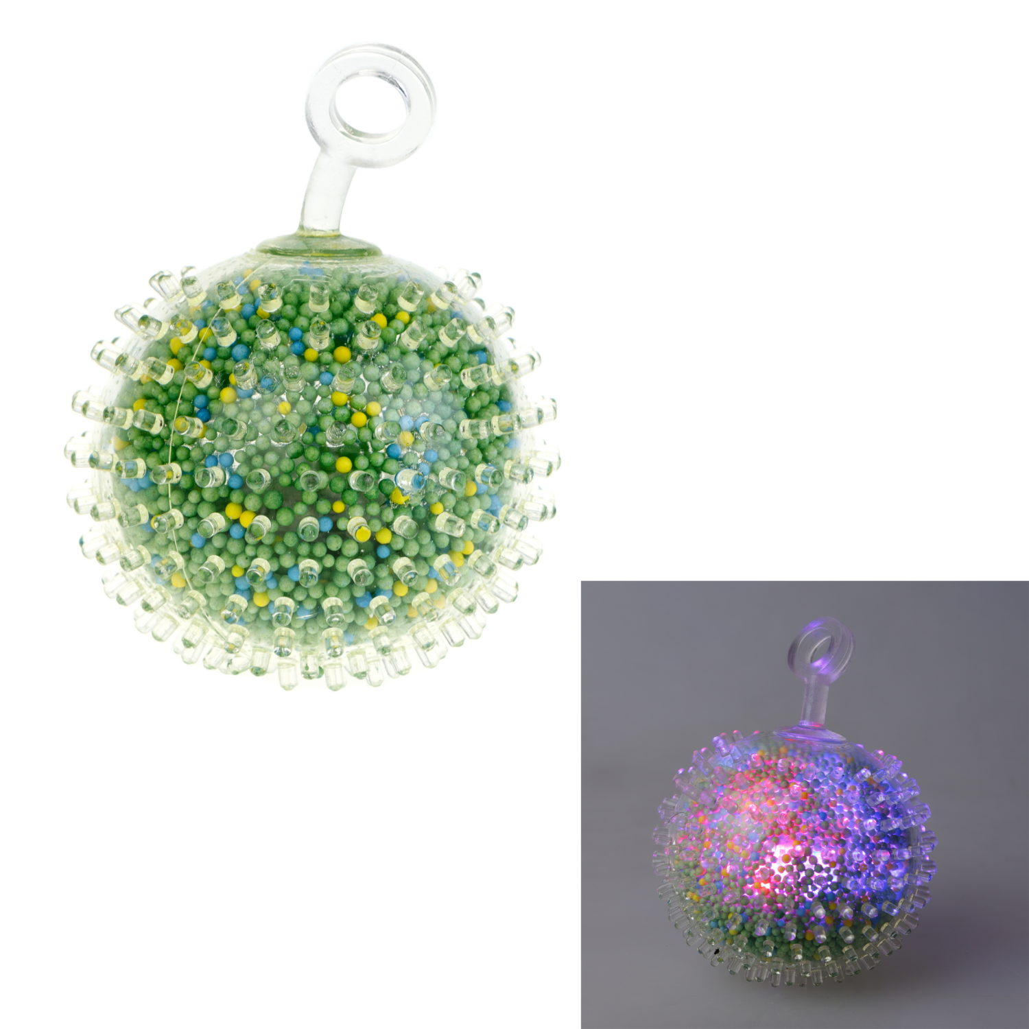 1toy Жмяка-антистресс "Шар" с разноцветными шариками 7 см, зеленый