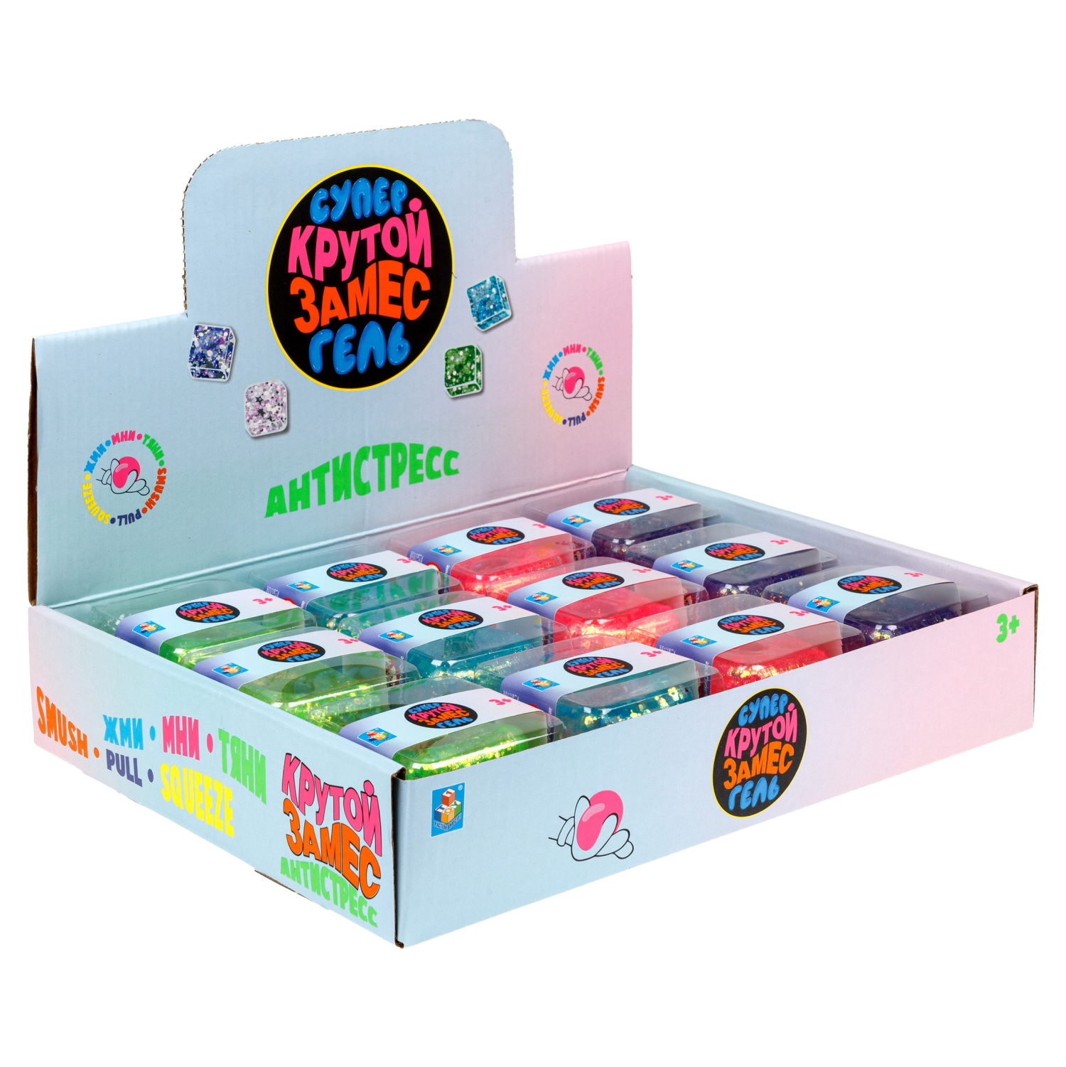 1toy Крутой замес Супергель куб, 4 цвета в ассортименте, 5 см