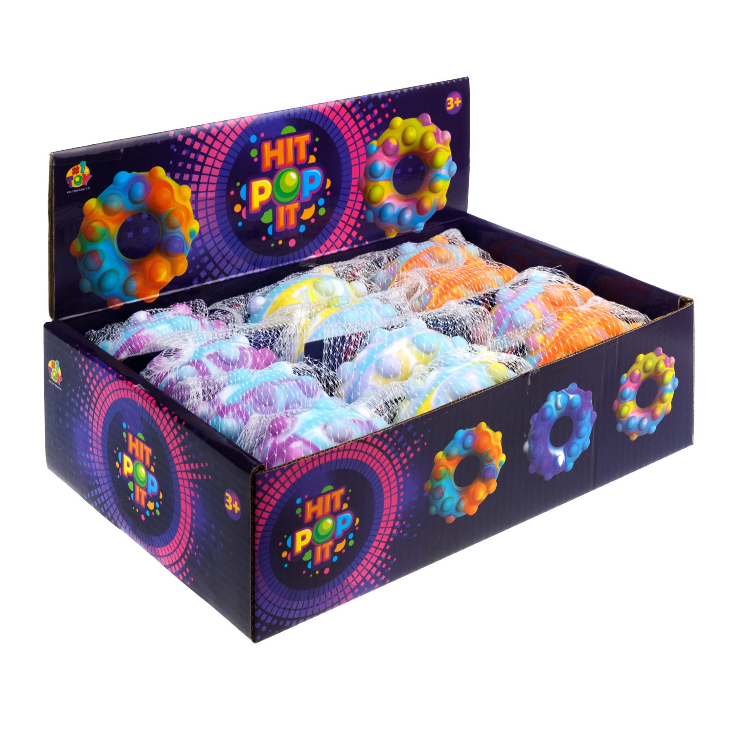 1toy Жмяка Hit Pop It "Пончик" 7 см, 3 вида в асс.