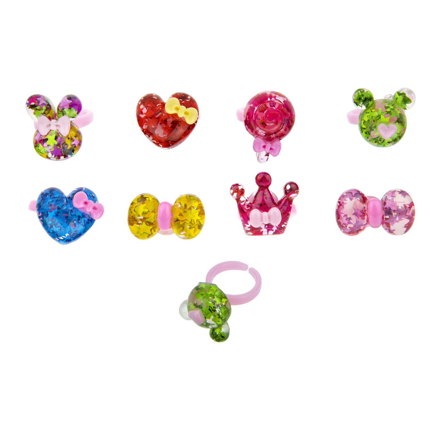 Набор колец для девочки 1TOY Sweet heart Bijou, регулируемых, 8 колец