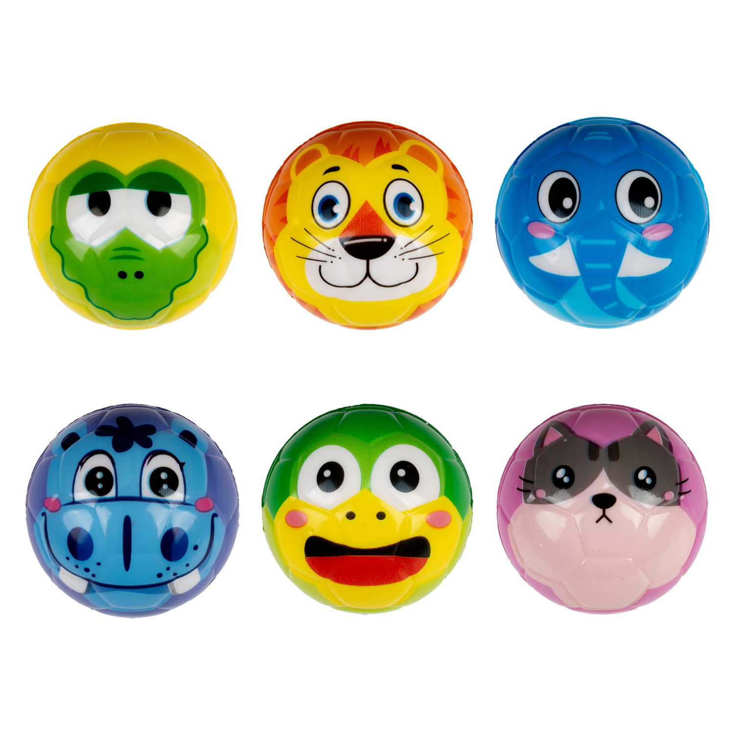 1toy мячик суперэластичный PU рифленый "Зверята" 6,3 см, дб 12 штук