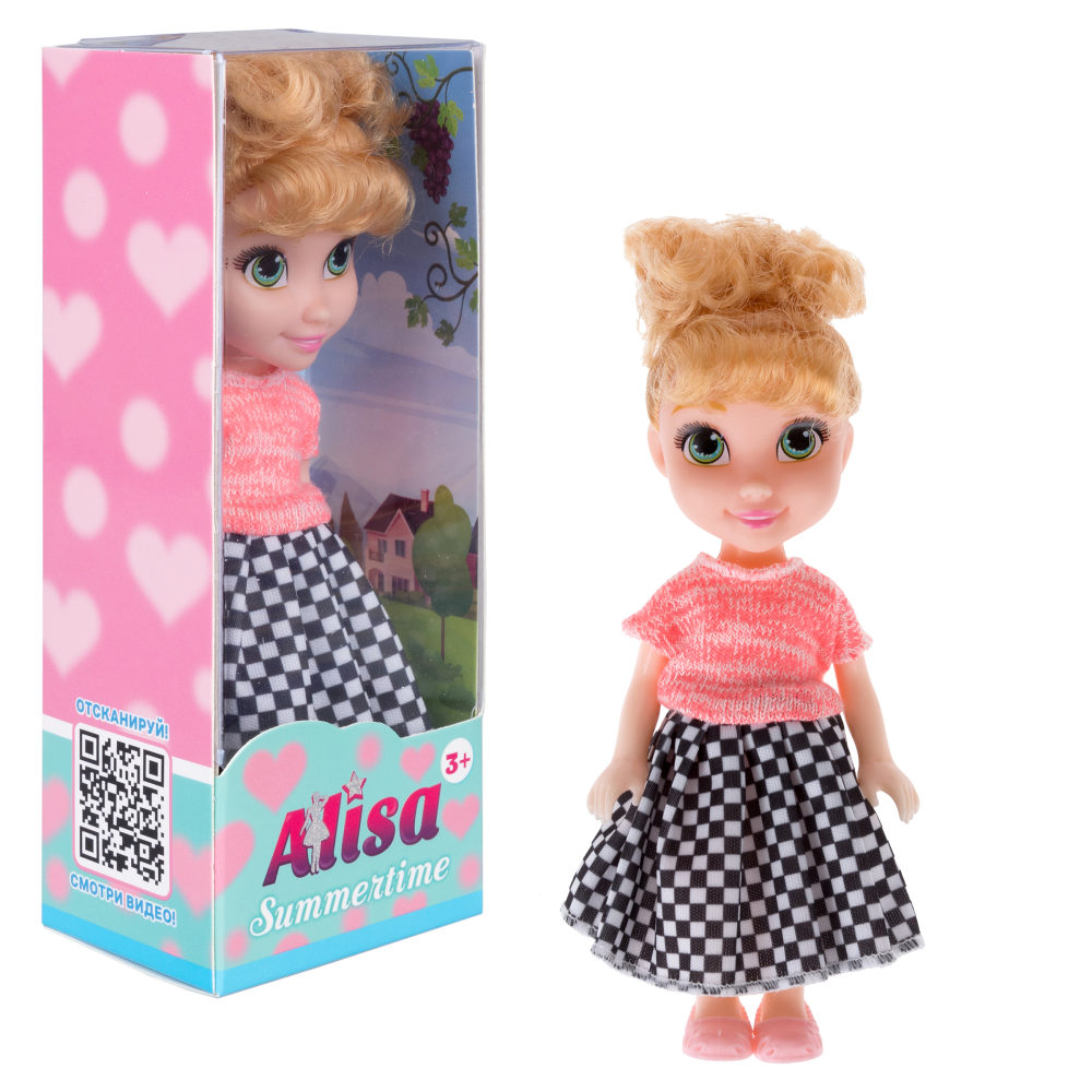 Кукла 1TOY ALISA SUMMERTIME, в розовой футболке, 16 см