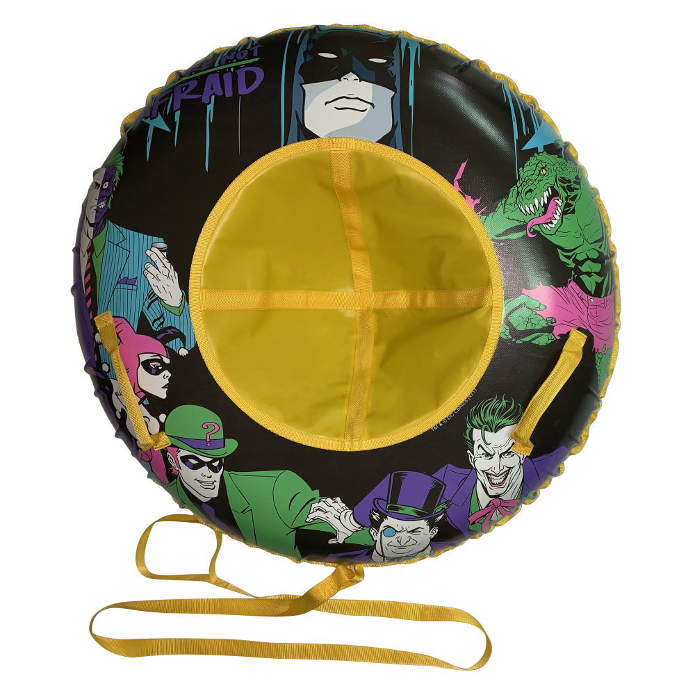 Тюбинг 120 см 1toy Batman Бэтмен, ватрушка, плюшка, надувные сани, бублик, детский зимний транспорт для катания с горки, с буксировочным тросом, подарок на Новый год мальчику, для девочки, взрослого