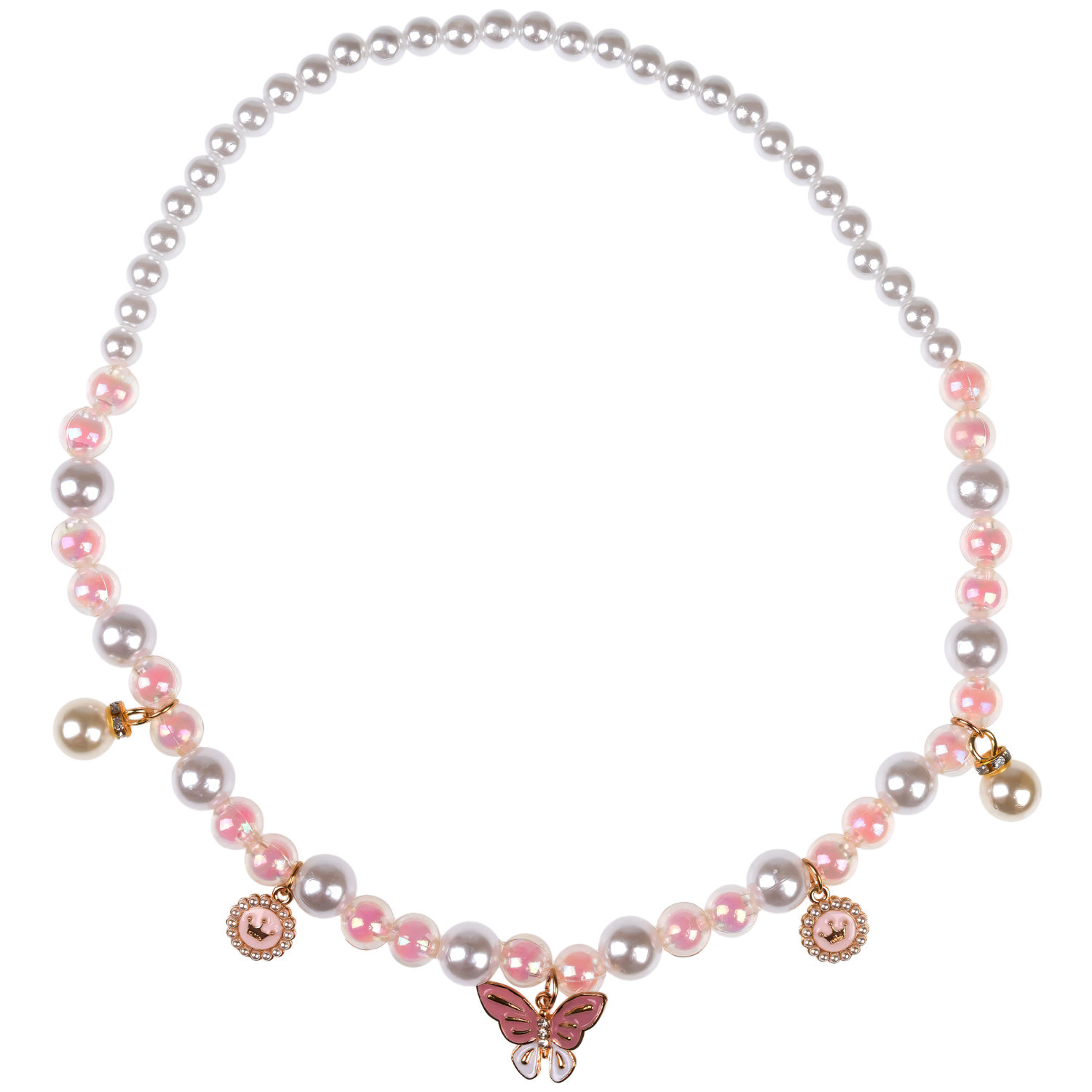 Набор украшений Lukky Fashion с жемчужинами и розовыми бабочками: бусы, браслет, клипсы для ушей