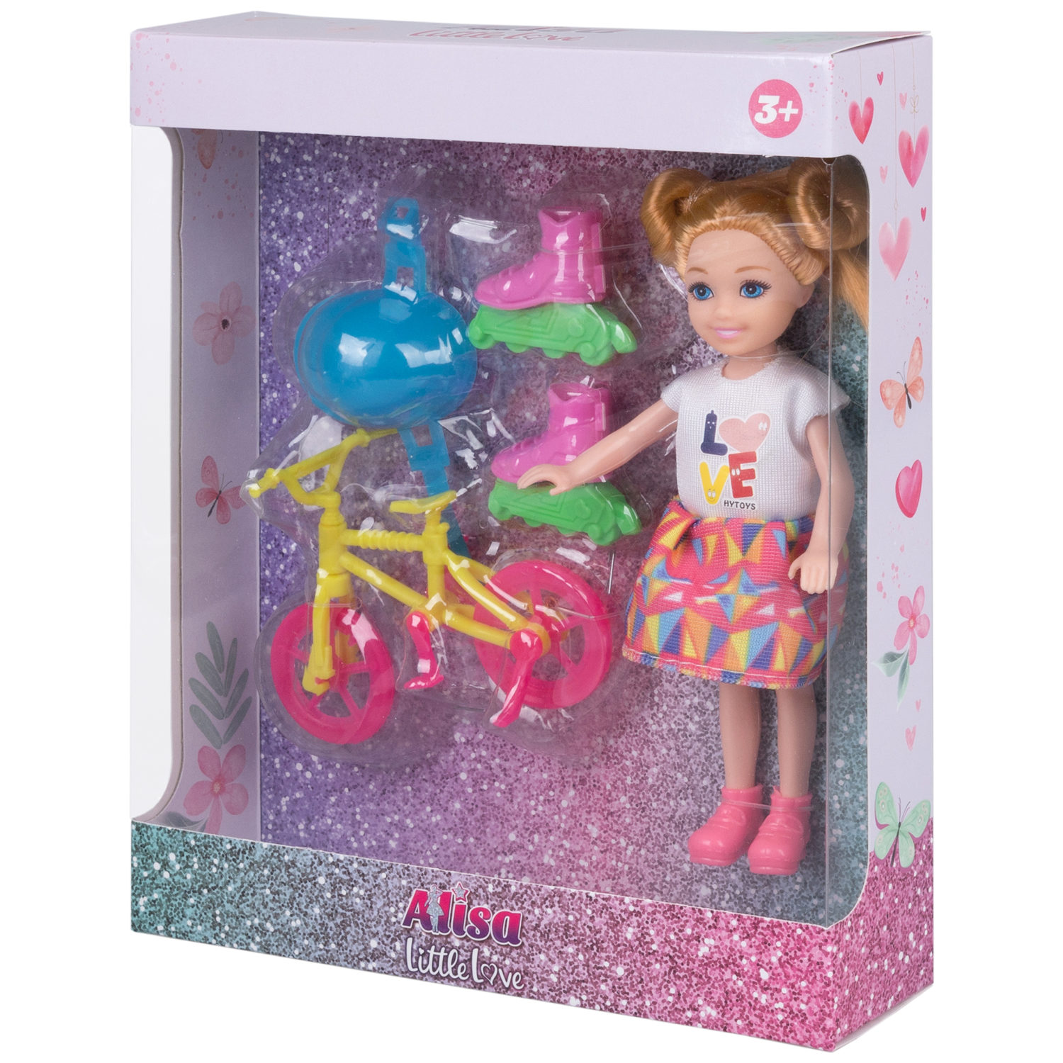 Кукла Alisa Little Love 15,2 см, блондинка, с велосипедом и роликами