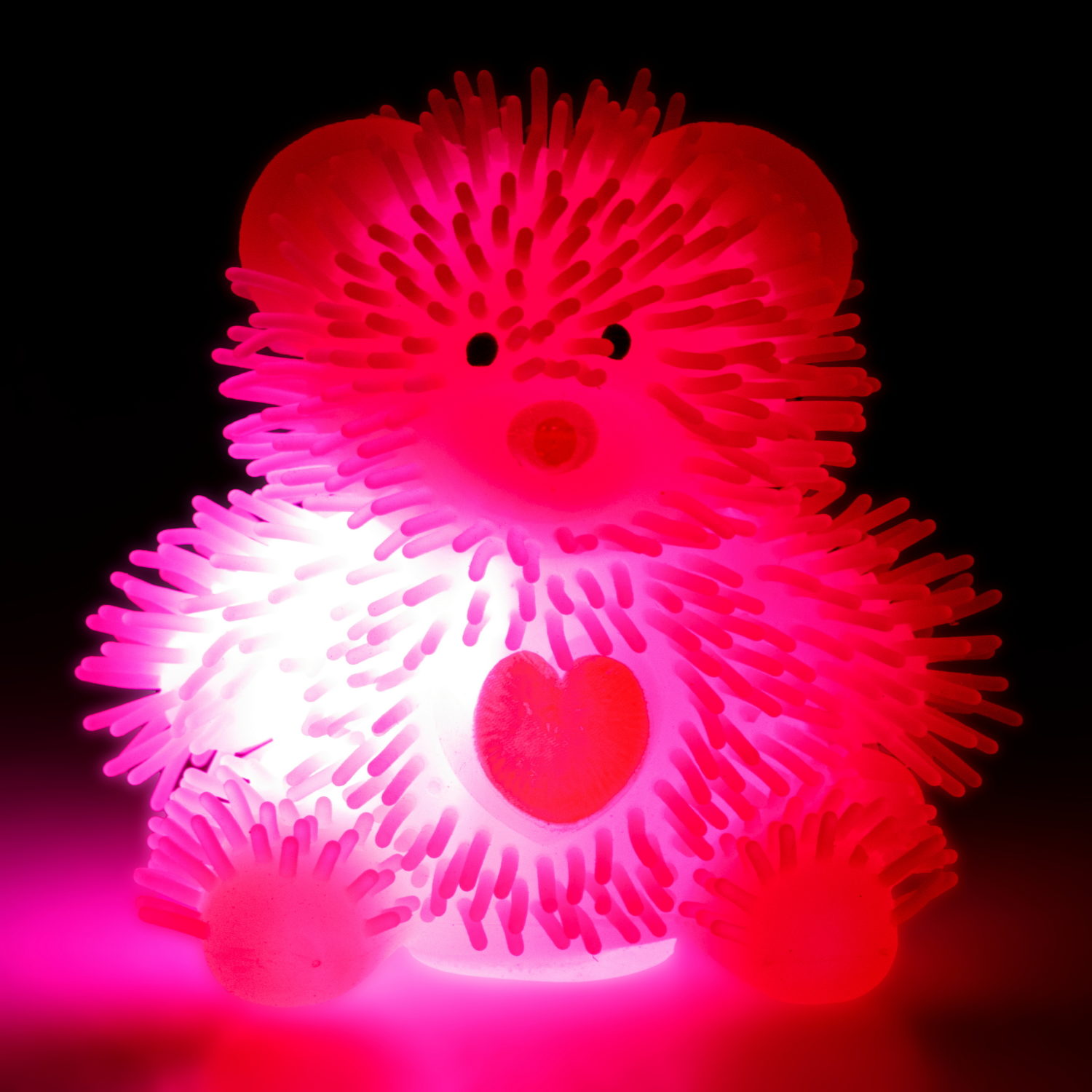 Игрушка-антистресс для рук 1toy Йо-Ёжики, розовый "Медвежонок" 8 см, со светом