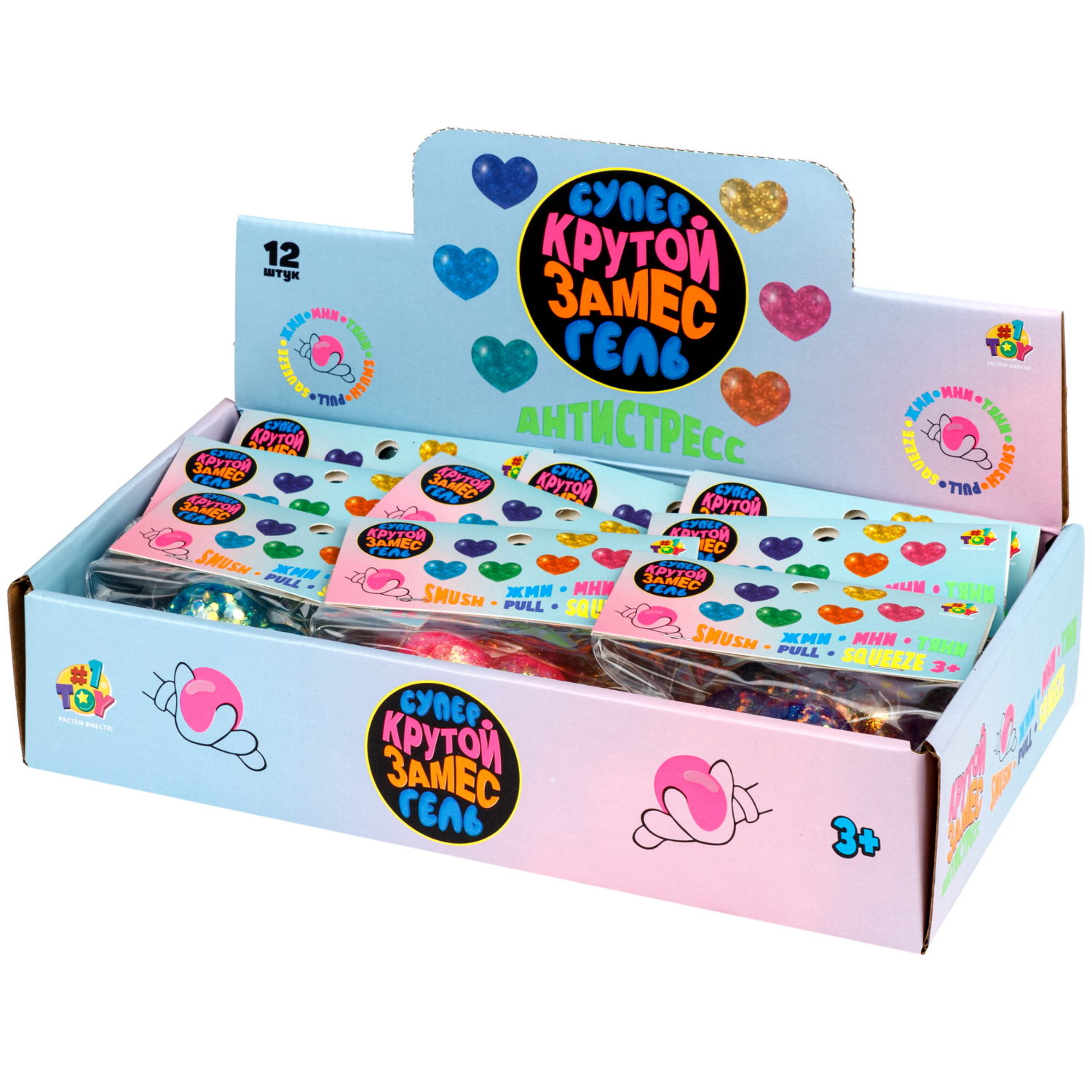 Антистресс-игрушка 1TOY Крутой замес Супергель сердечко, 6х5,5х3 см