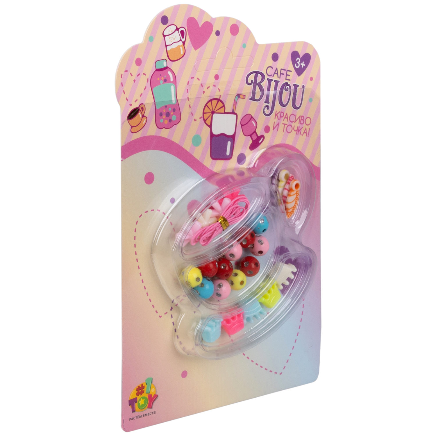1TOY наб.бусин."Café Bijou" напитки 5 видов в асс., блистер 12*19см, 20 шт.в дб.