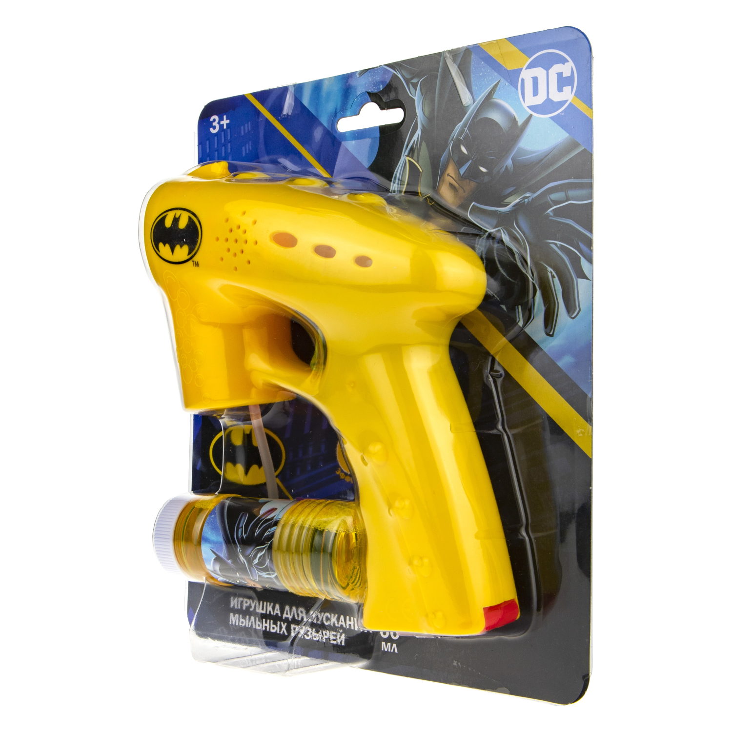 Мыльные пузыри 1TOY Batman пистолет на батарейках 60 мл, световые эффекты