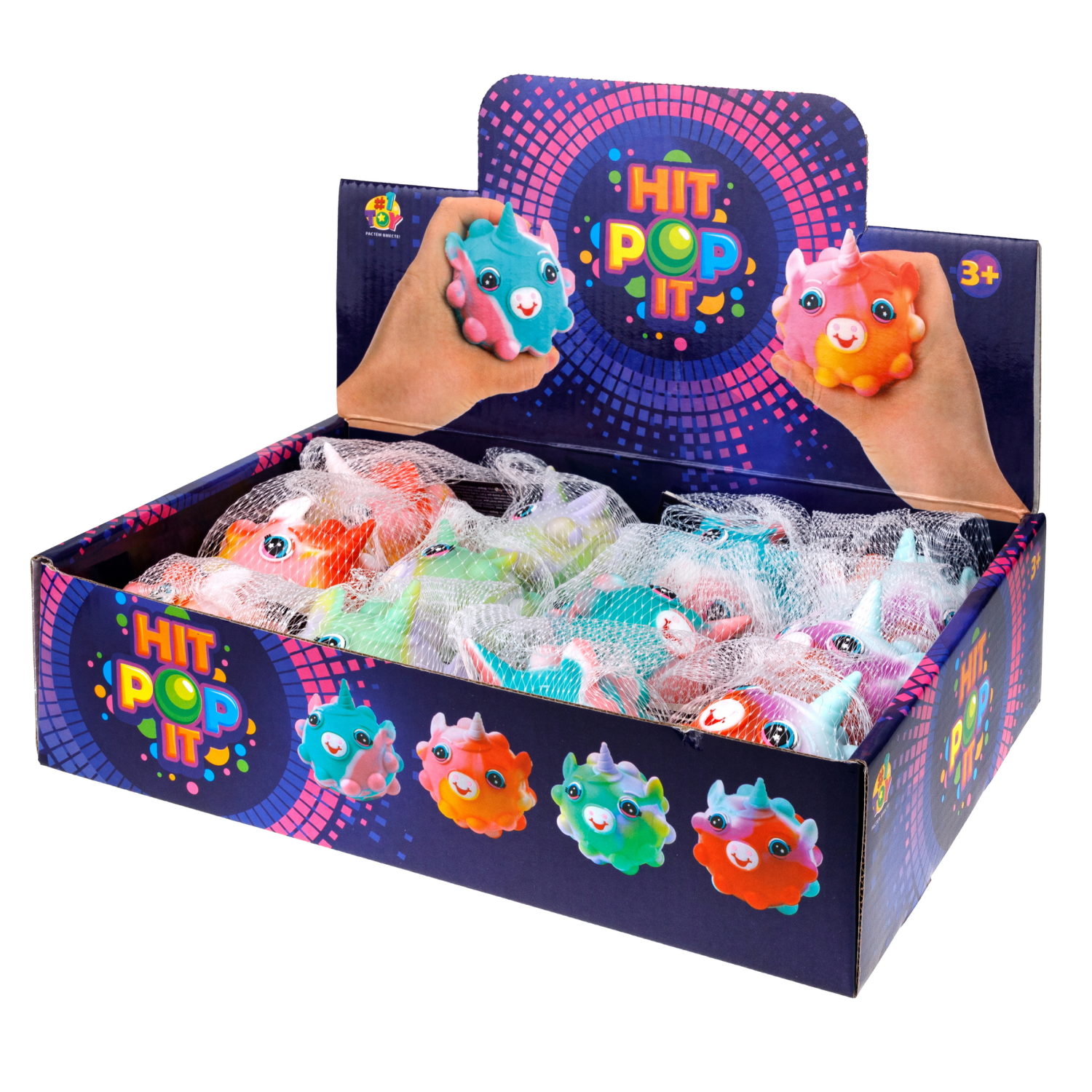 1TOY Жмяка Hit Pop It "Единорог" 7 см, 4 вида в ассортименте