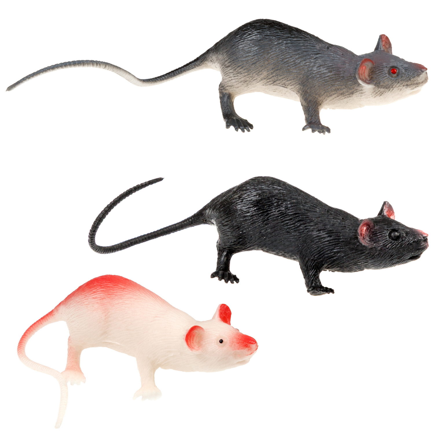 Фигурки животных 1TOY "В мире животных", игровой набор, крыса игрушка, 3 шт., 7 см