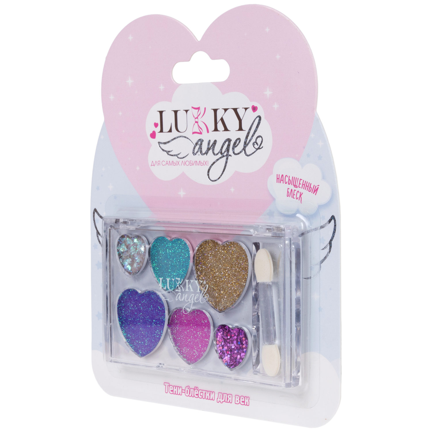 Палетка крем-теней для век детских Lukky Angel, «Разноцветные Сердечки», 6 цветов, 6 г