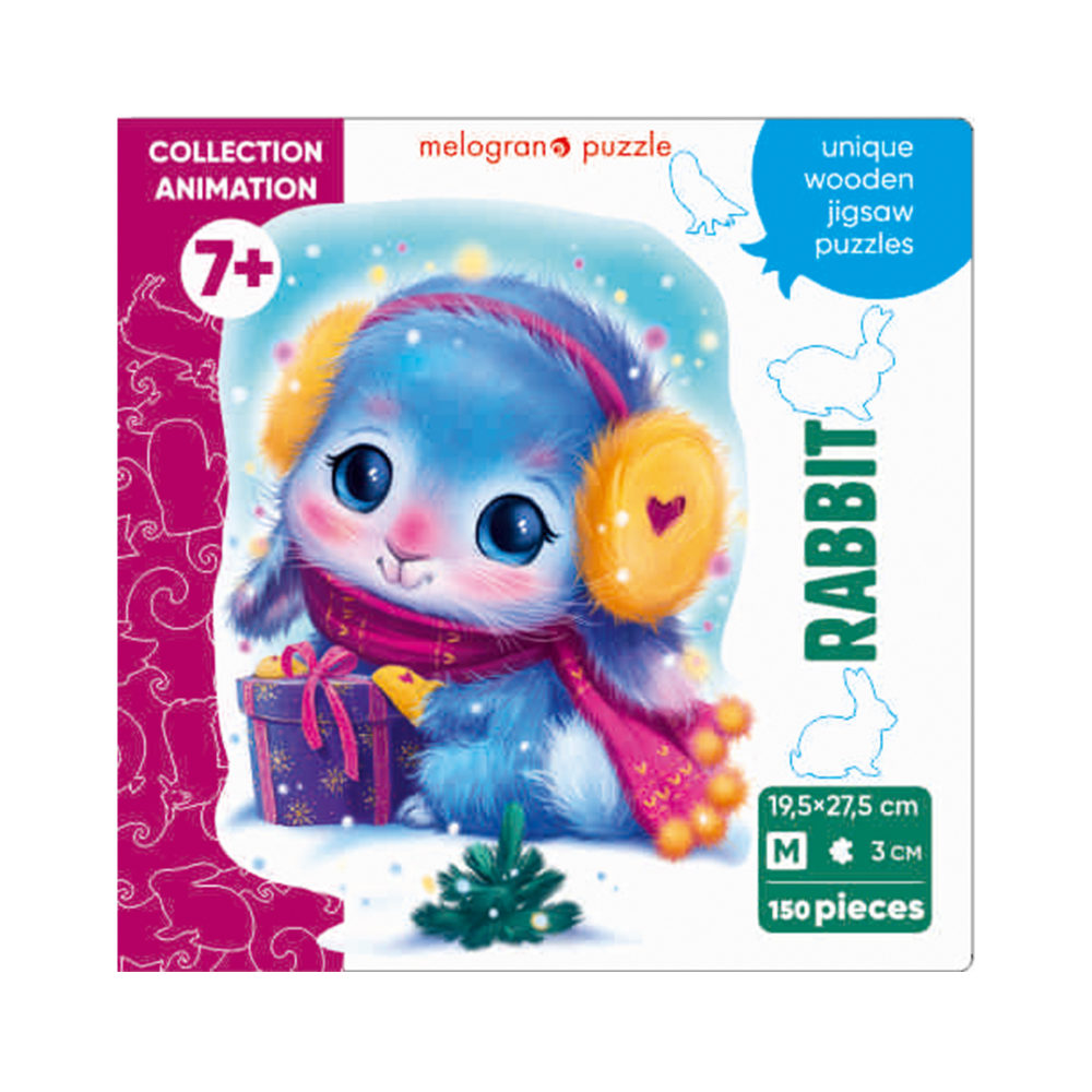 Деревянные пазлы Collection Animation Новогодняя зайка, 150 деталей, 19,5х27,5 см, 7+