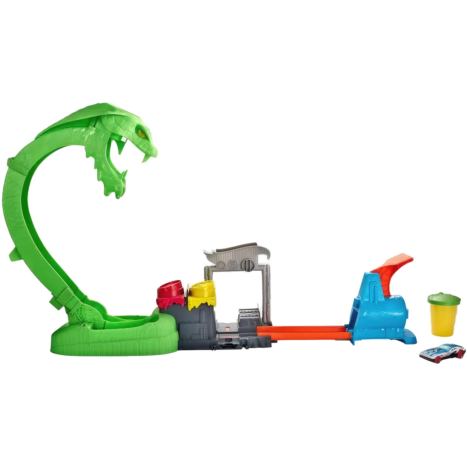 Hot wheels Сити Набор игровой Трек: Удар городской токсичной змеи с машинкой