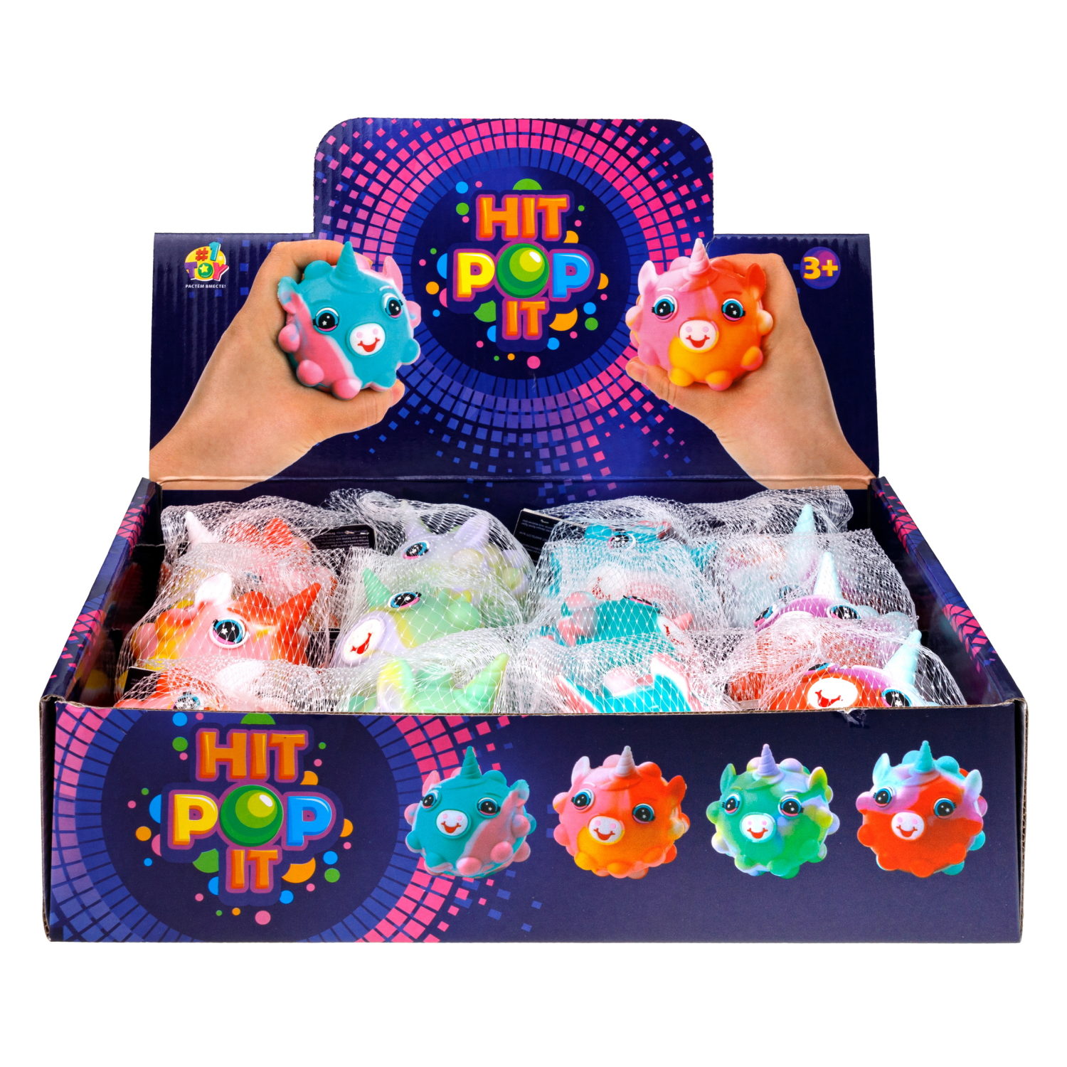 1TOY Жмяка Hit Pop It "Единорог" 7 см, 4 вида в ассортименте