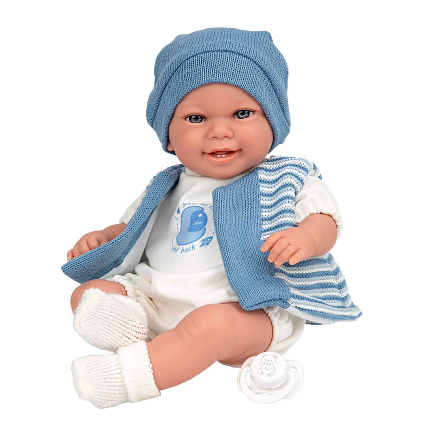 Кукла реборн 35 см ARIAS ELEGANCE BABYTO испанская, мягкая с виниловыми конечностями, реалистичная, младенец, со звуком, смеется