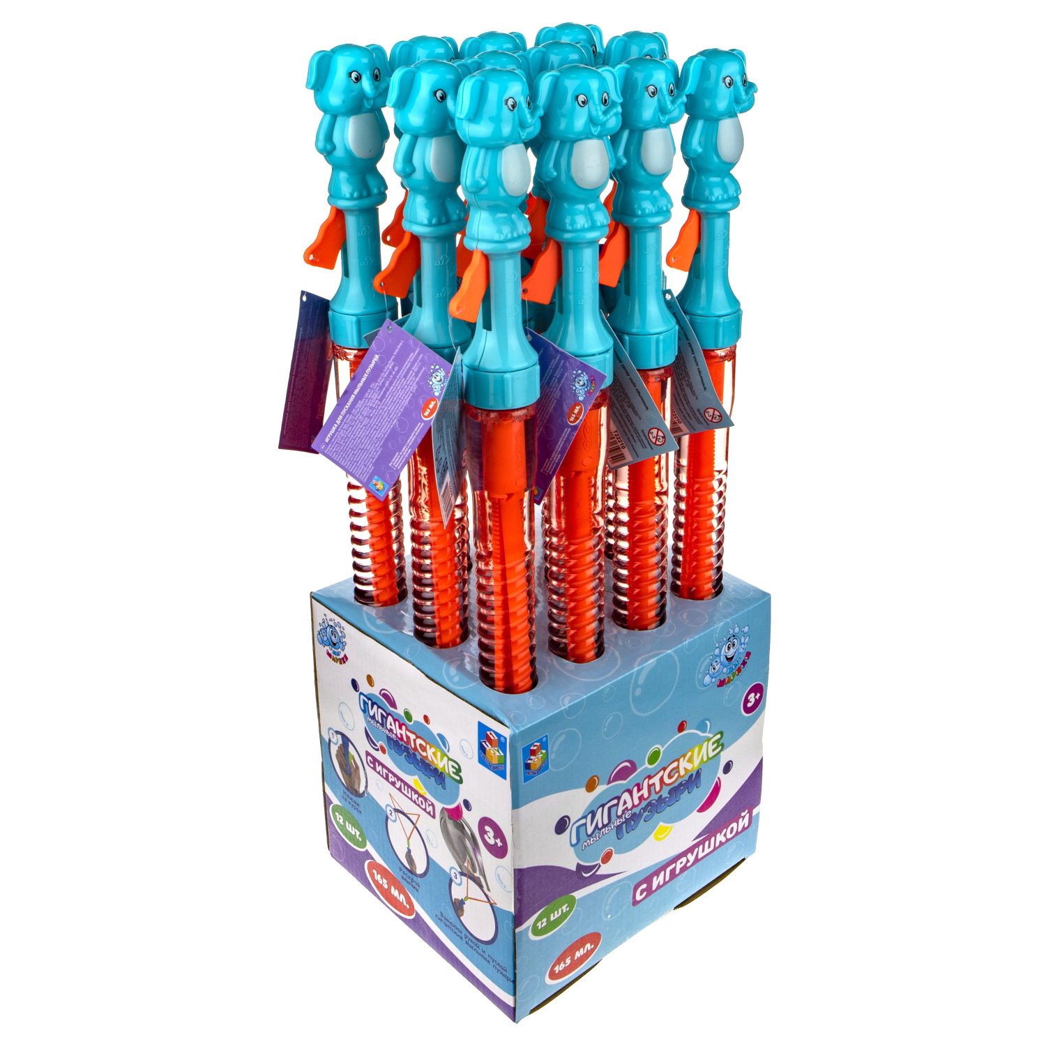 Мыльные пузыри гигантские 1TOY Мы-шарики! колба с раскладным элементом слоник, 165 мл