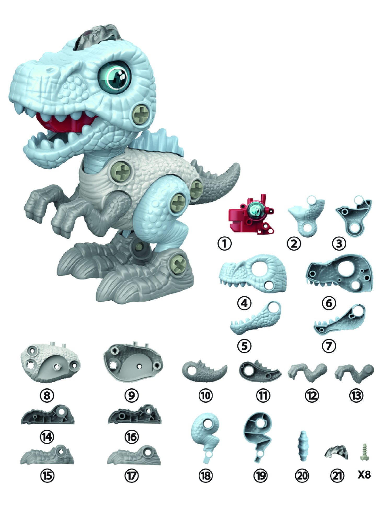 Интерактивная игрушка динозавр 1toy RoboLife Спинозавр, детская, музыкальная, конструктор, робот, со световыми эффектами, для девочек и мальчиков