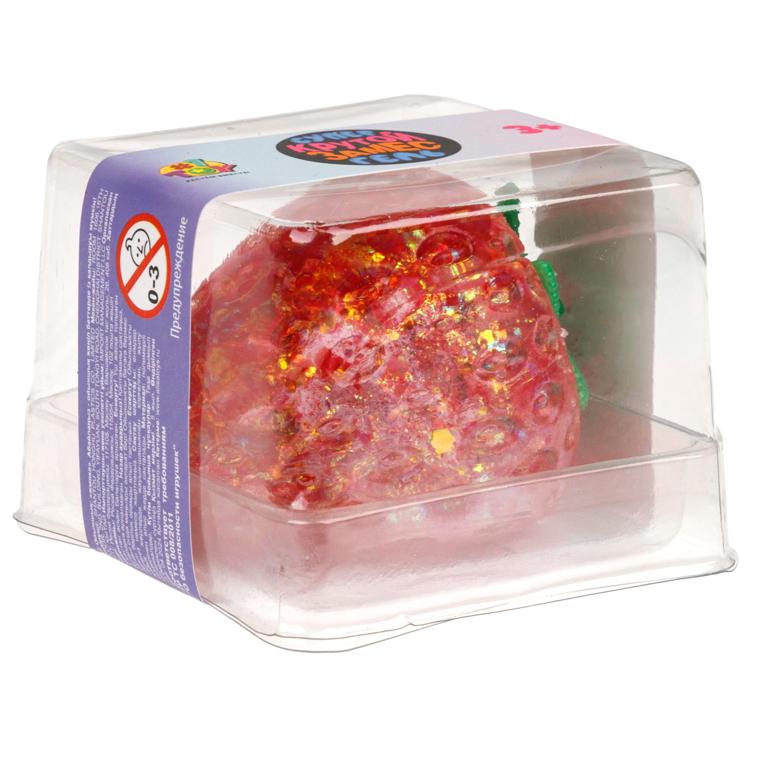 Игрушка-антистресс 1TOY Крутой замес «Супергель» клубника 5,5*5,5 см