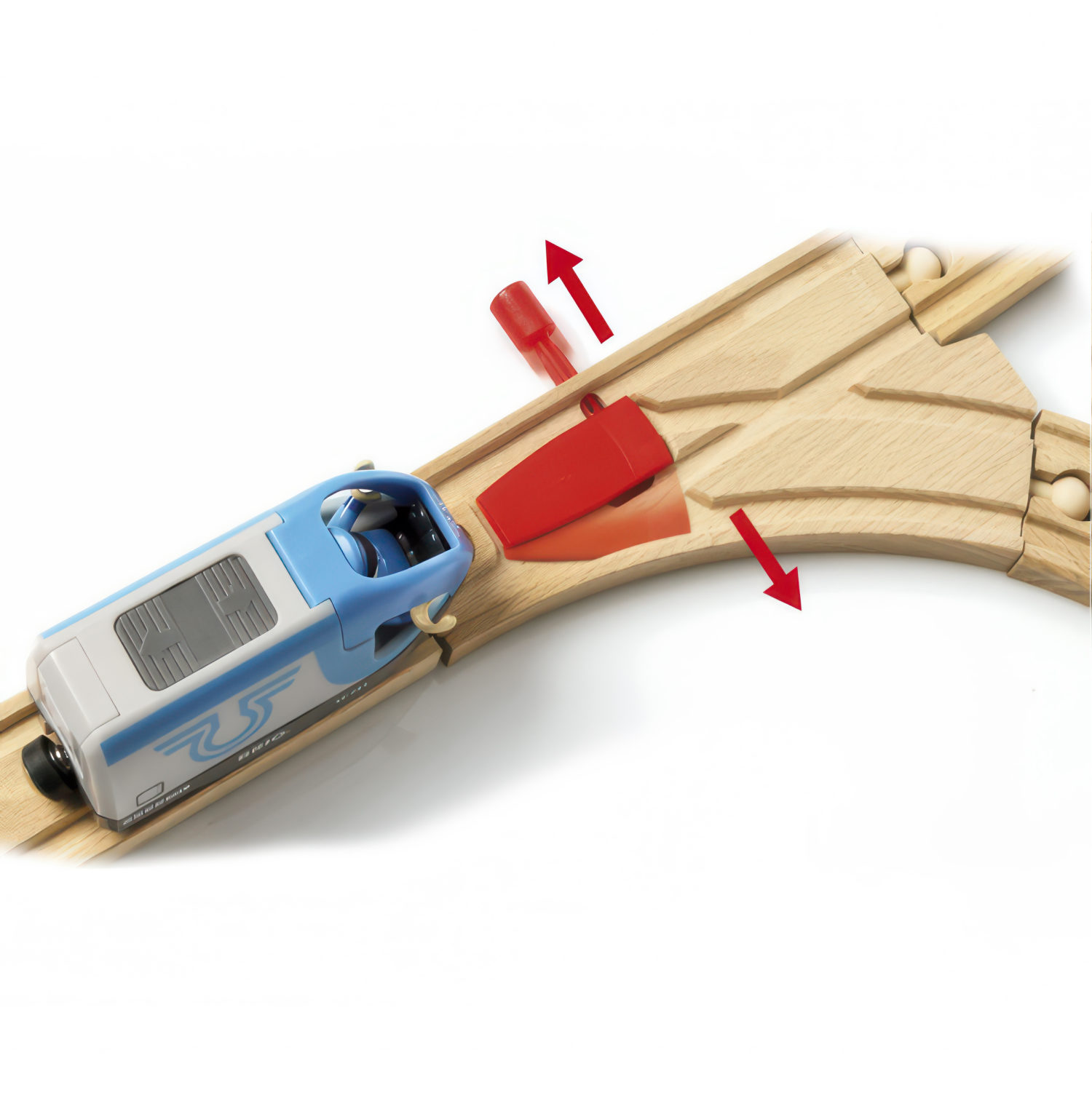 Деревянная железная дорога BRIO двухуровневая, поезд детский на рельсах - паровозик на магнитах, 42 элемента