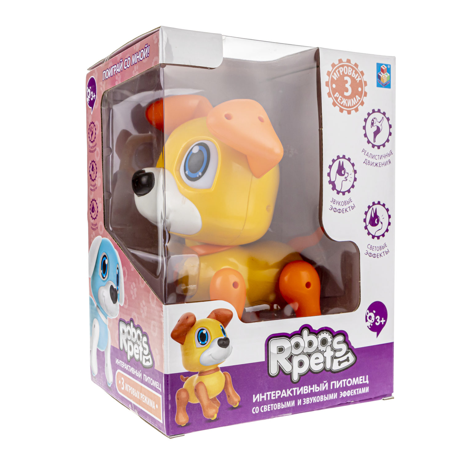 Интерактивная игрушка 1TOY RoboPets робо-щенок Ретривер со световыми, звуковыми и эффектами движения