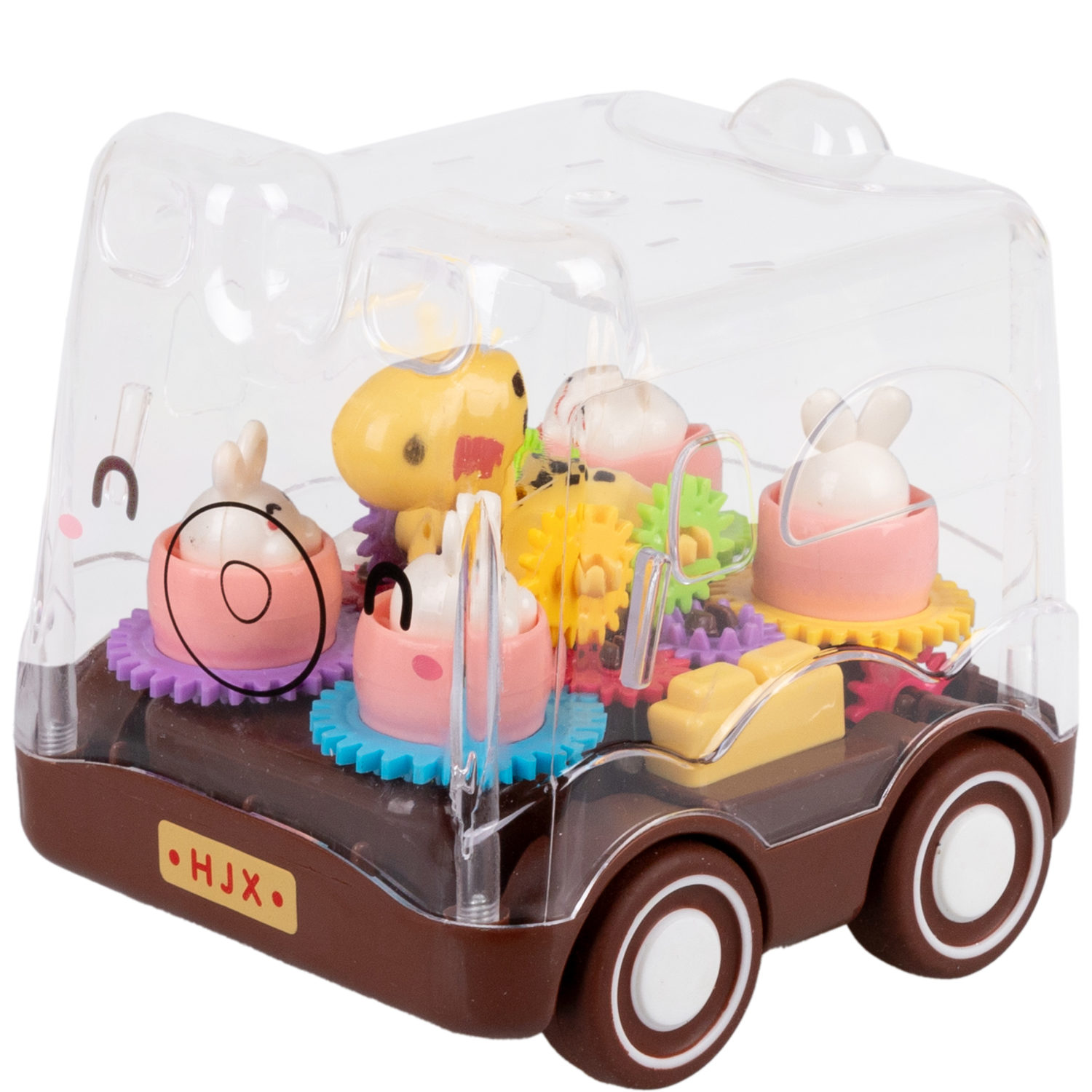 Игрушка прозрачная с шестеренками 1TOY Движок «Карусель», фрикционная, коричневая