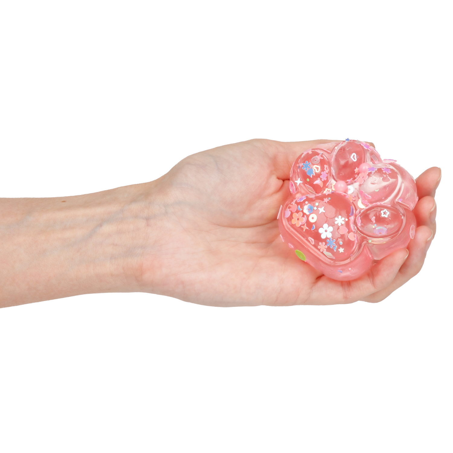 Игрушка-антистресс 1TOY Крутой замес Няшка-вкусняшка мармелапка с посыпками и блестками, малиновая