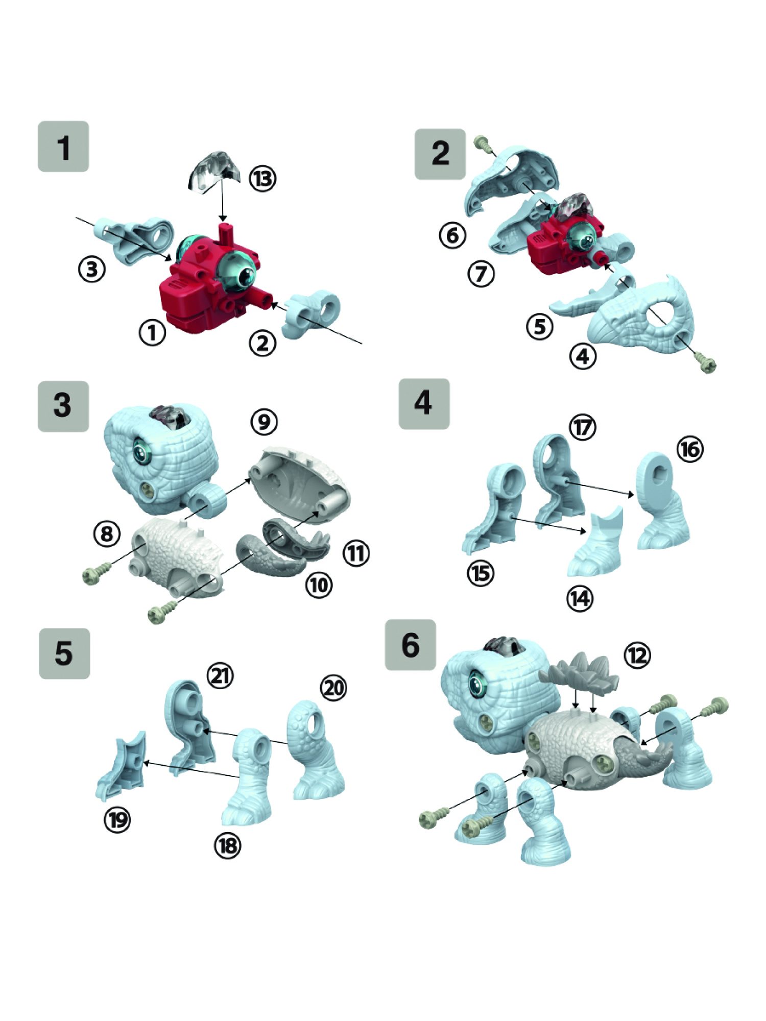 Интерактивная игрушка динозавр 1toy RoboLife Стегозавр, детская, музыкальная, конструктор, робот, со световыми эффектами, для девочек и мальчиков